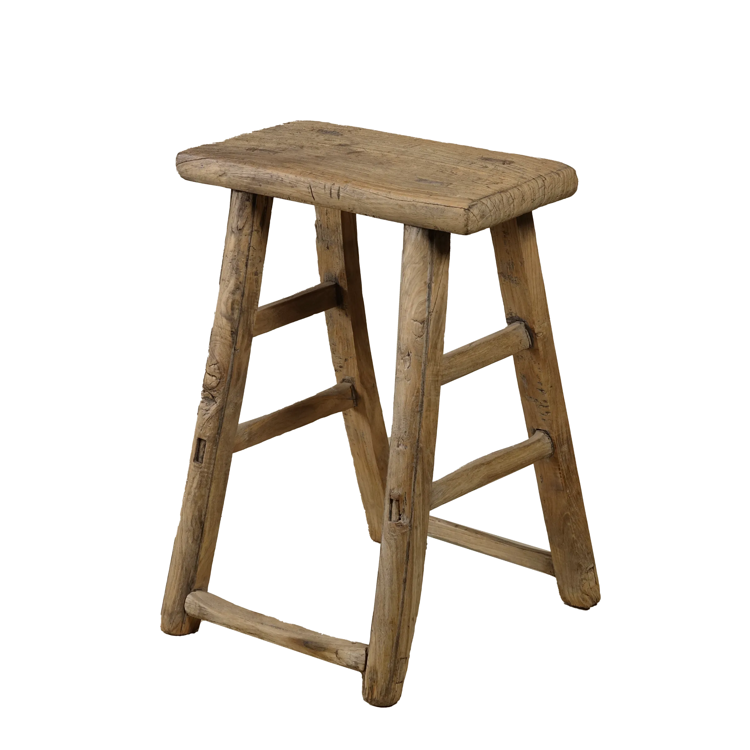 Zao - Tabouret rectangulaire en orme ancien n°2