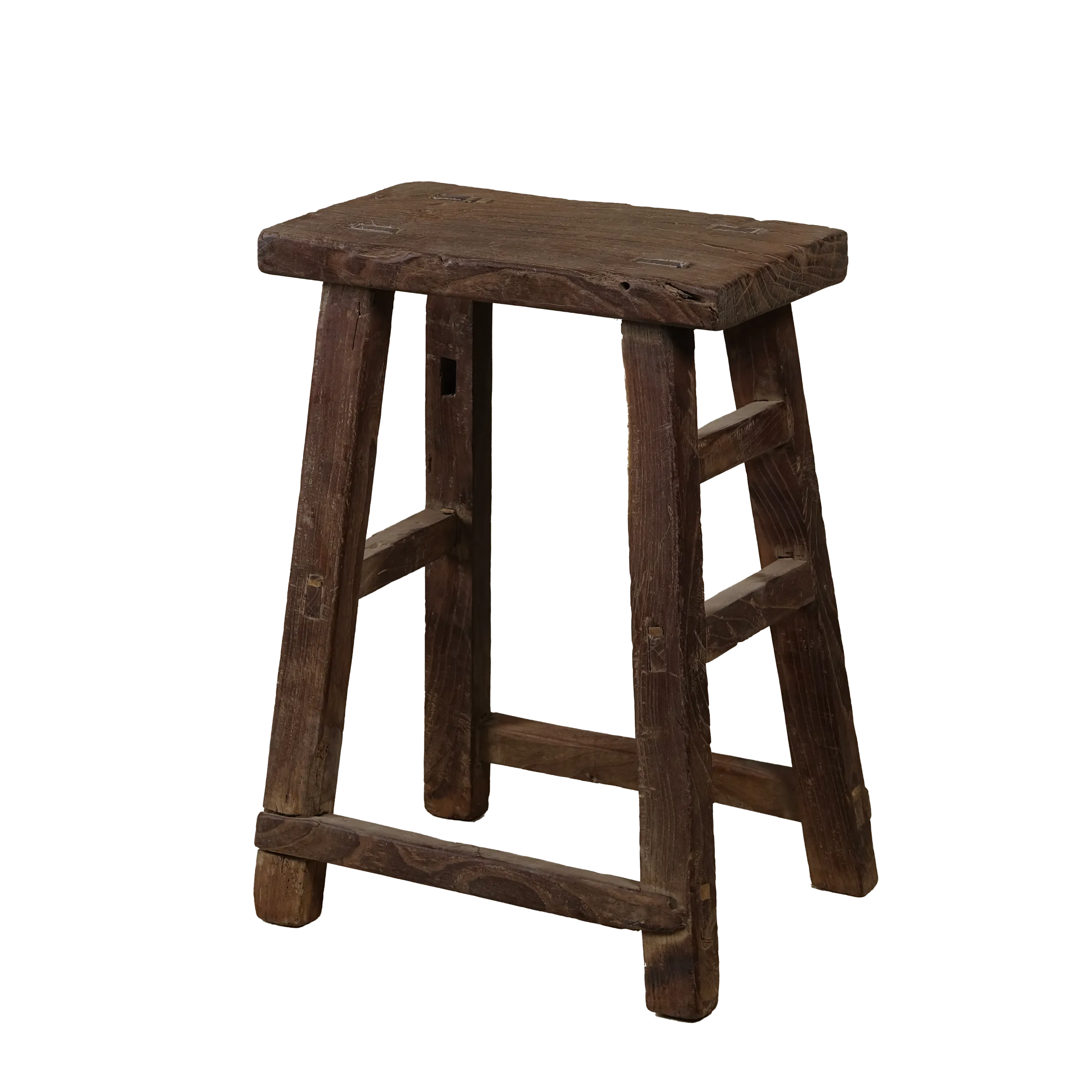 Zao - Tabouret rectangulaire en orme ancien n°4