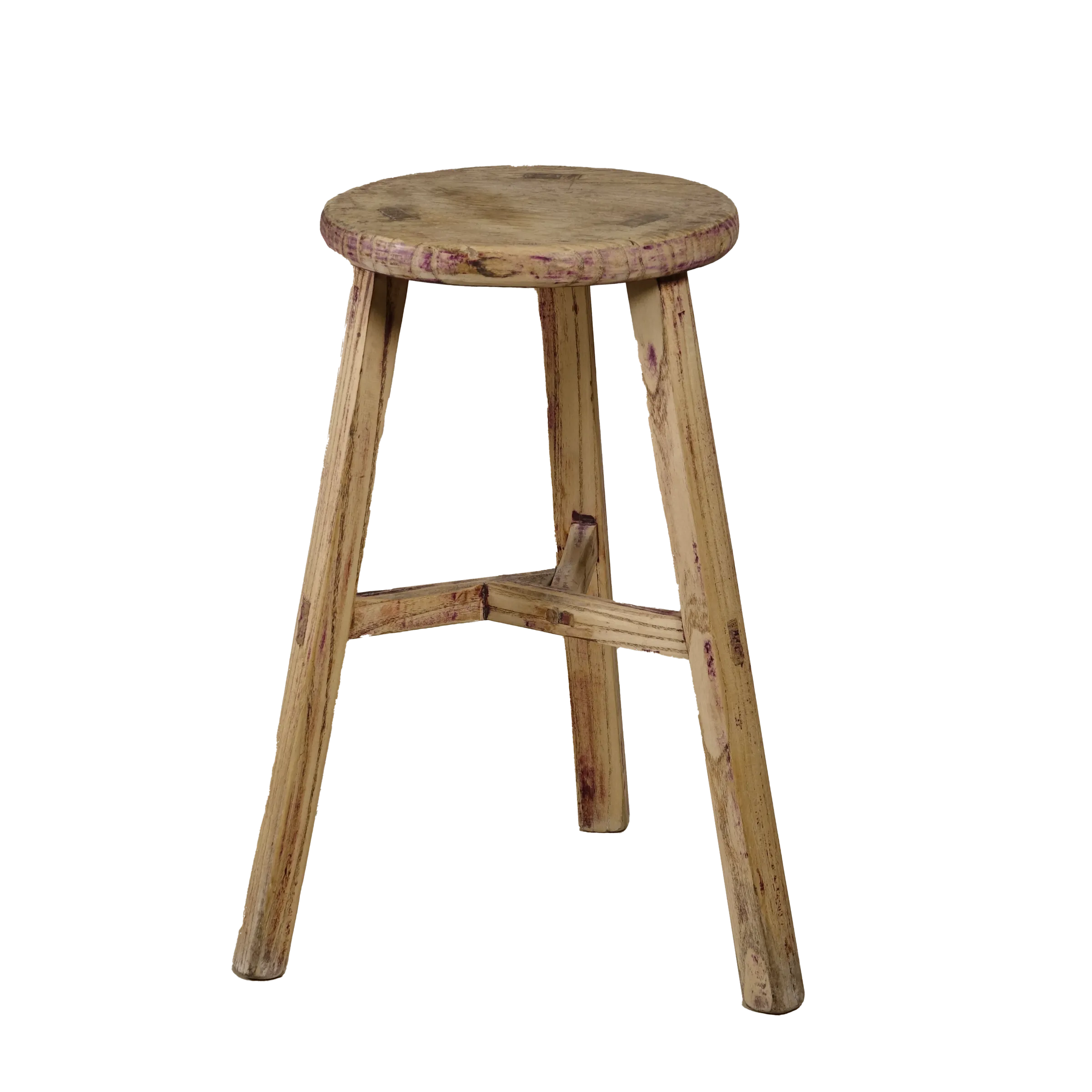 Gong - Tabouret ancien chinois en orme, assise ronde n°2