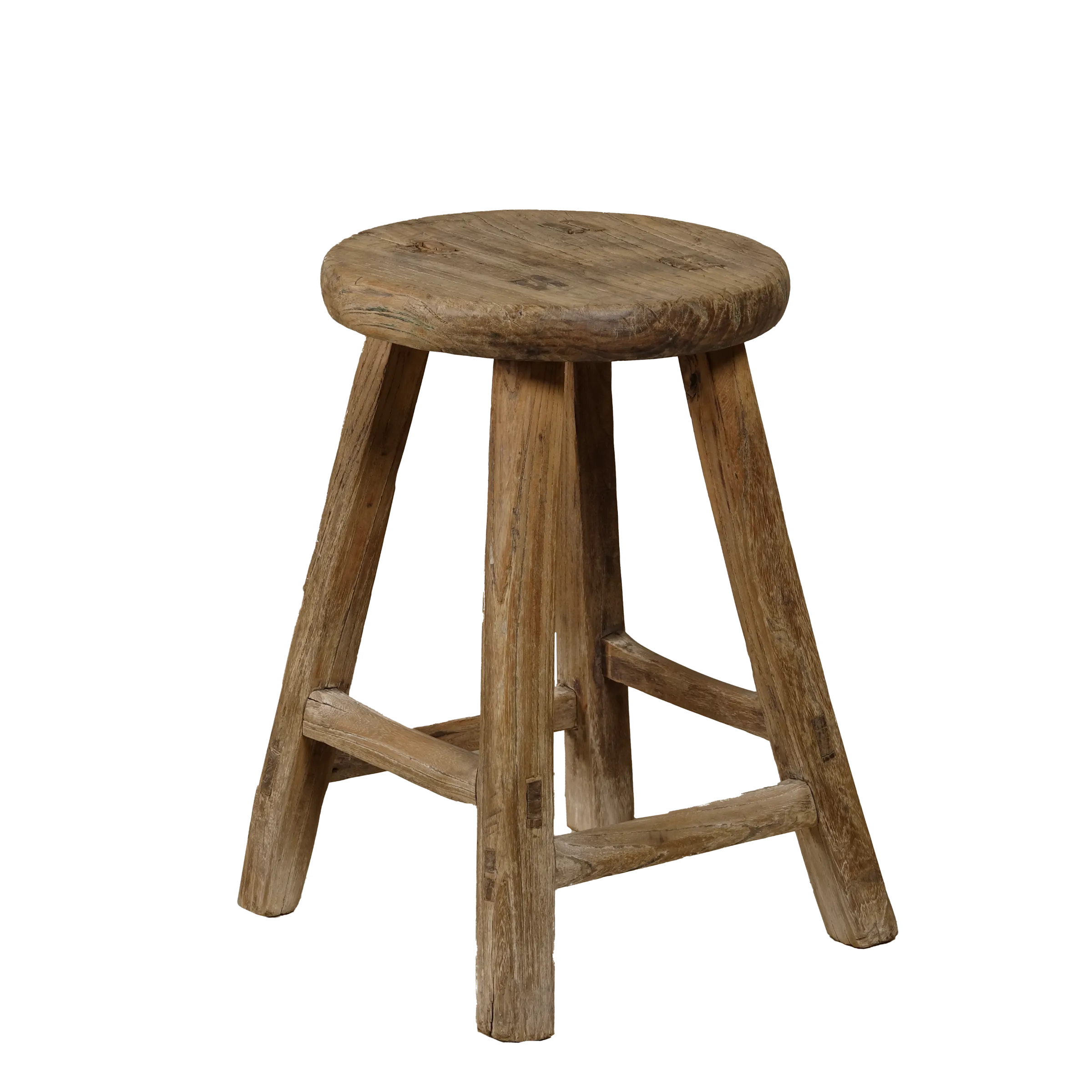 Gong - Tabouret ancien chinois en orme, assise ronde n°3