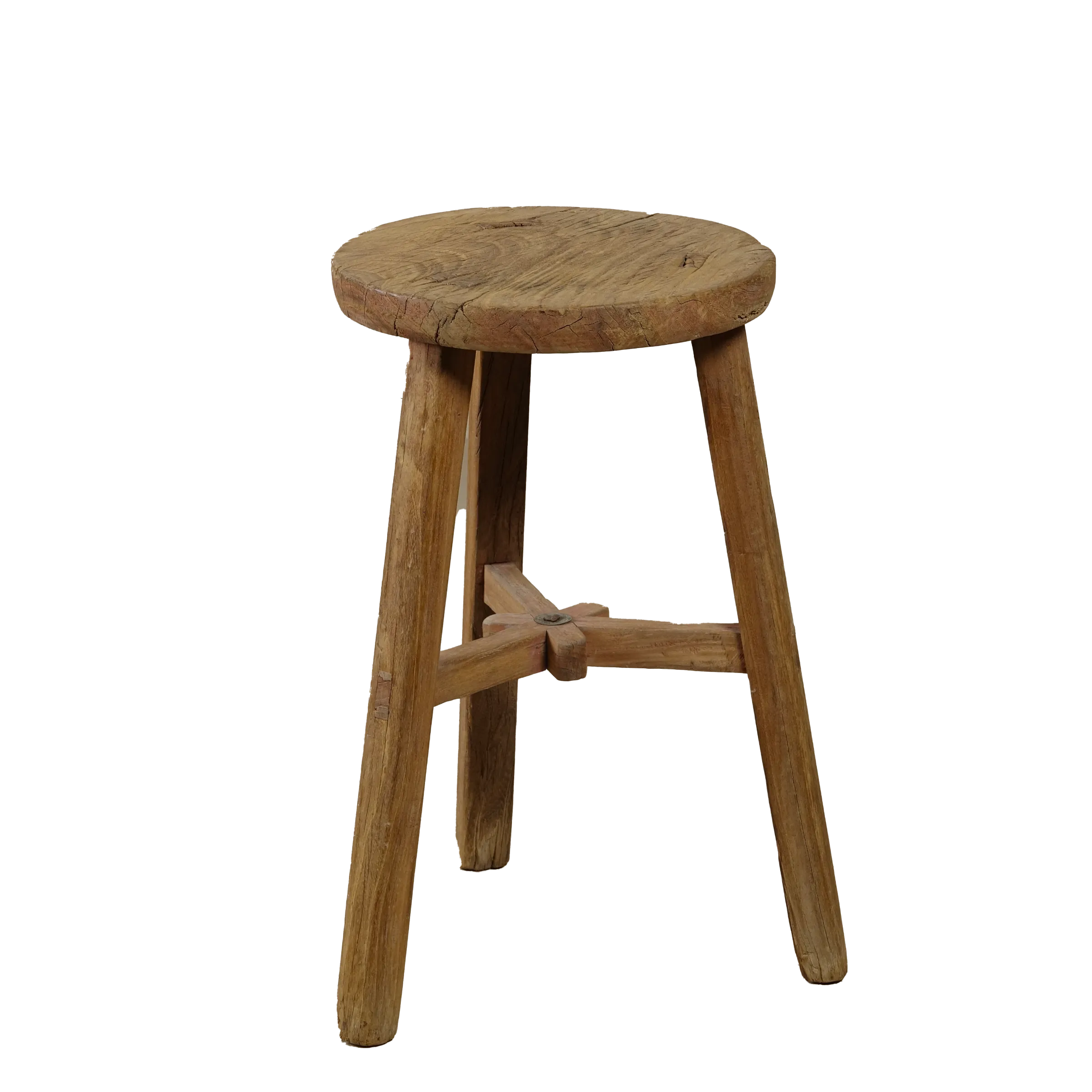 Gong - Tabouret ancien chinois en orme, assise ronde n°4