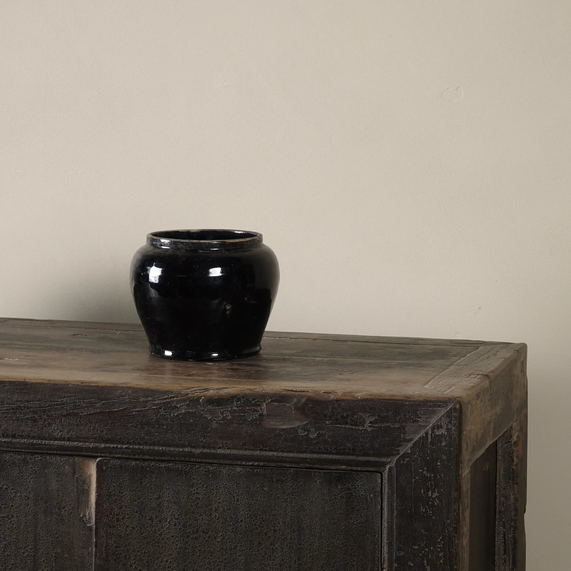 Hú - Pot à confit chinois émaillé noir n°3