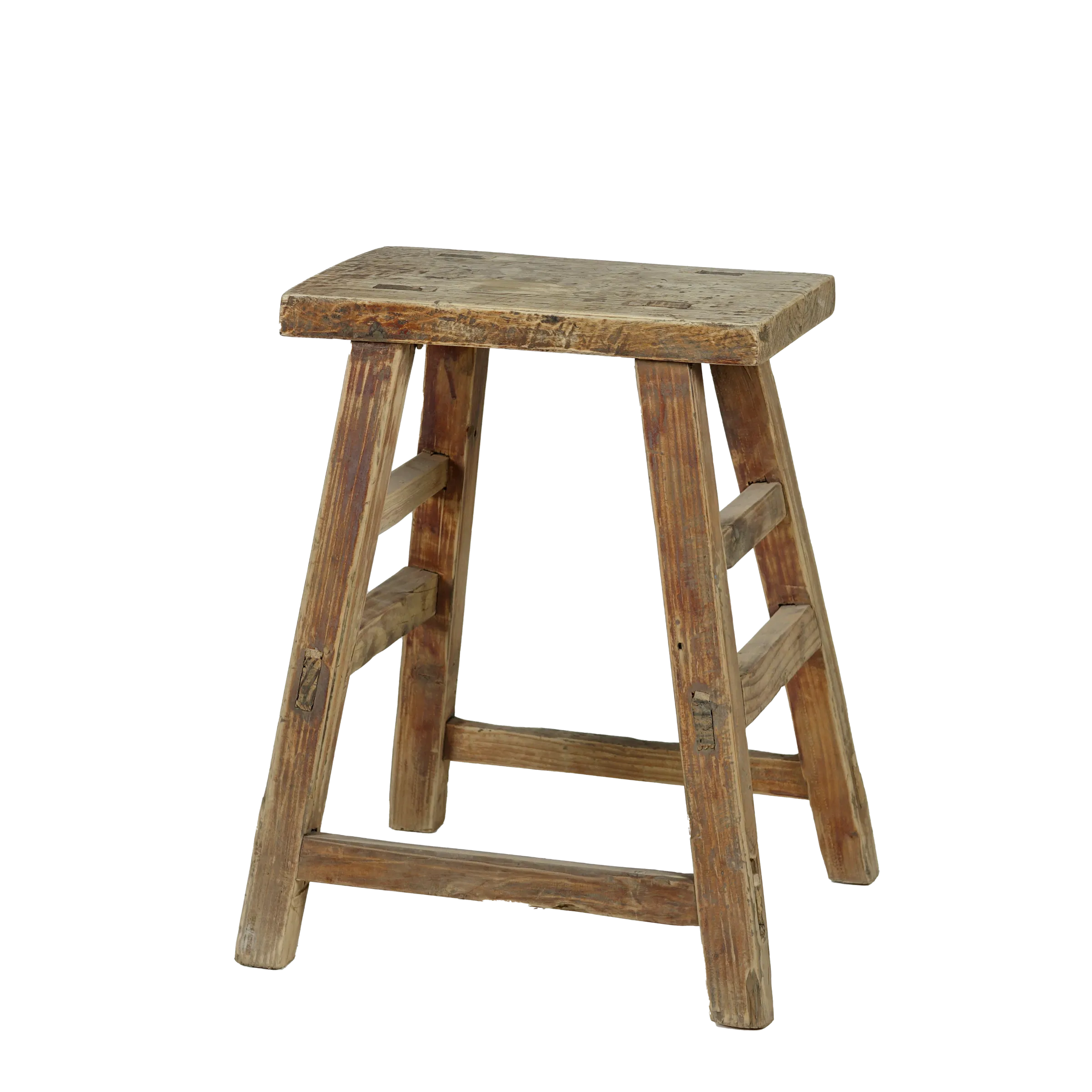 Zao - Tabouret rectangulaire en orme ancien n°6