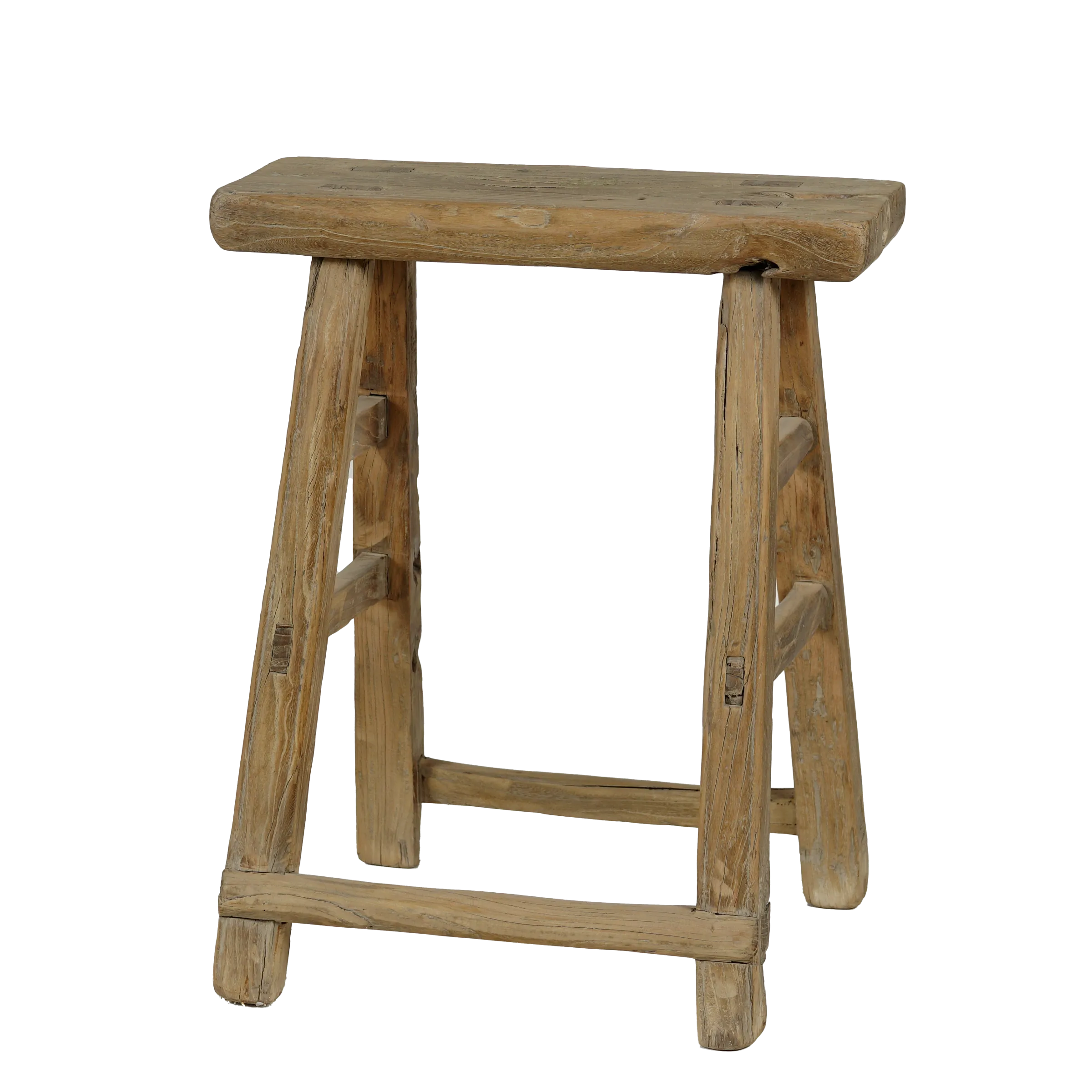 Zao - Tabouret rectangulaire en orme ancien n°8