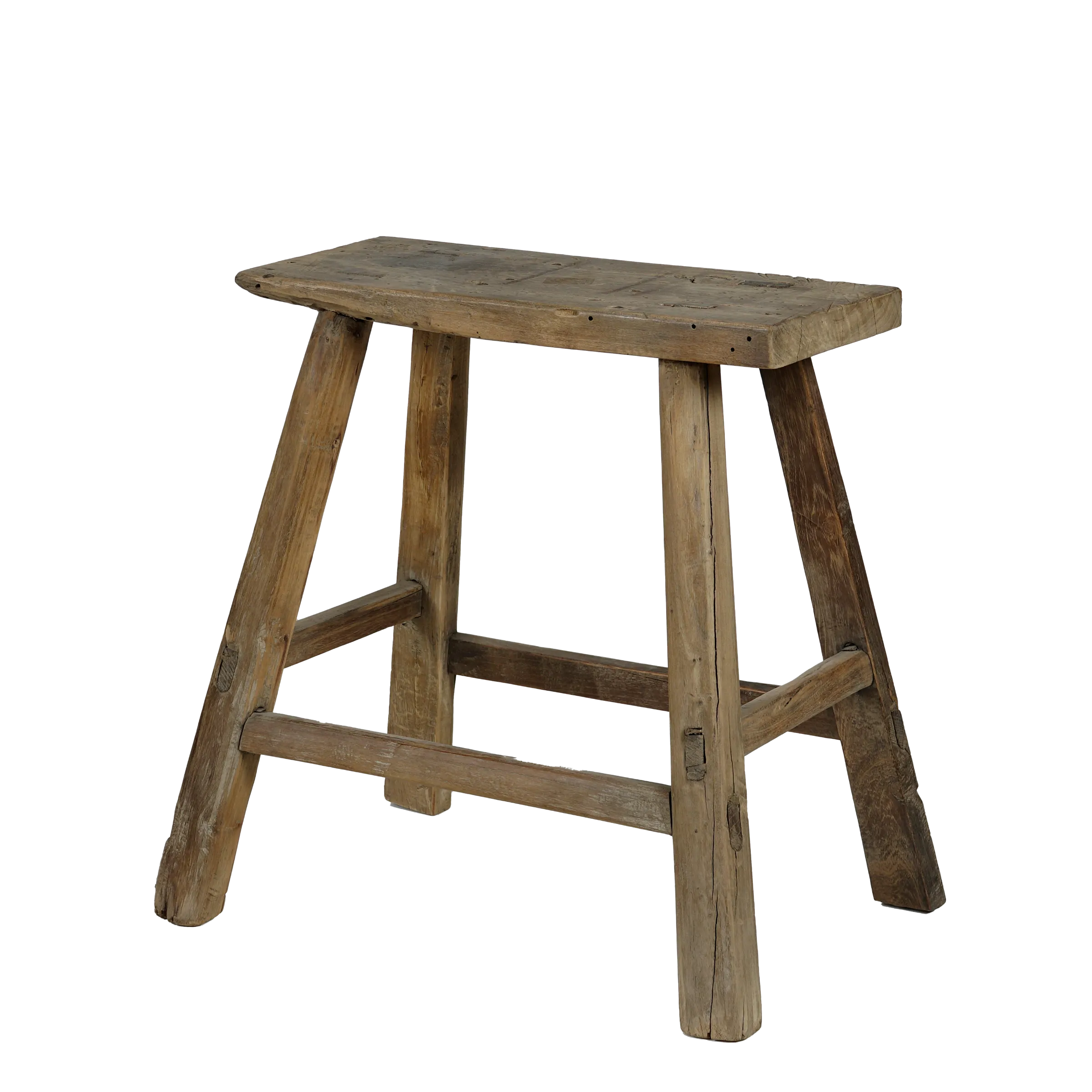 Zao - Tabouret rectangulaire en orme ancien n°12