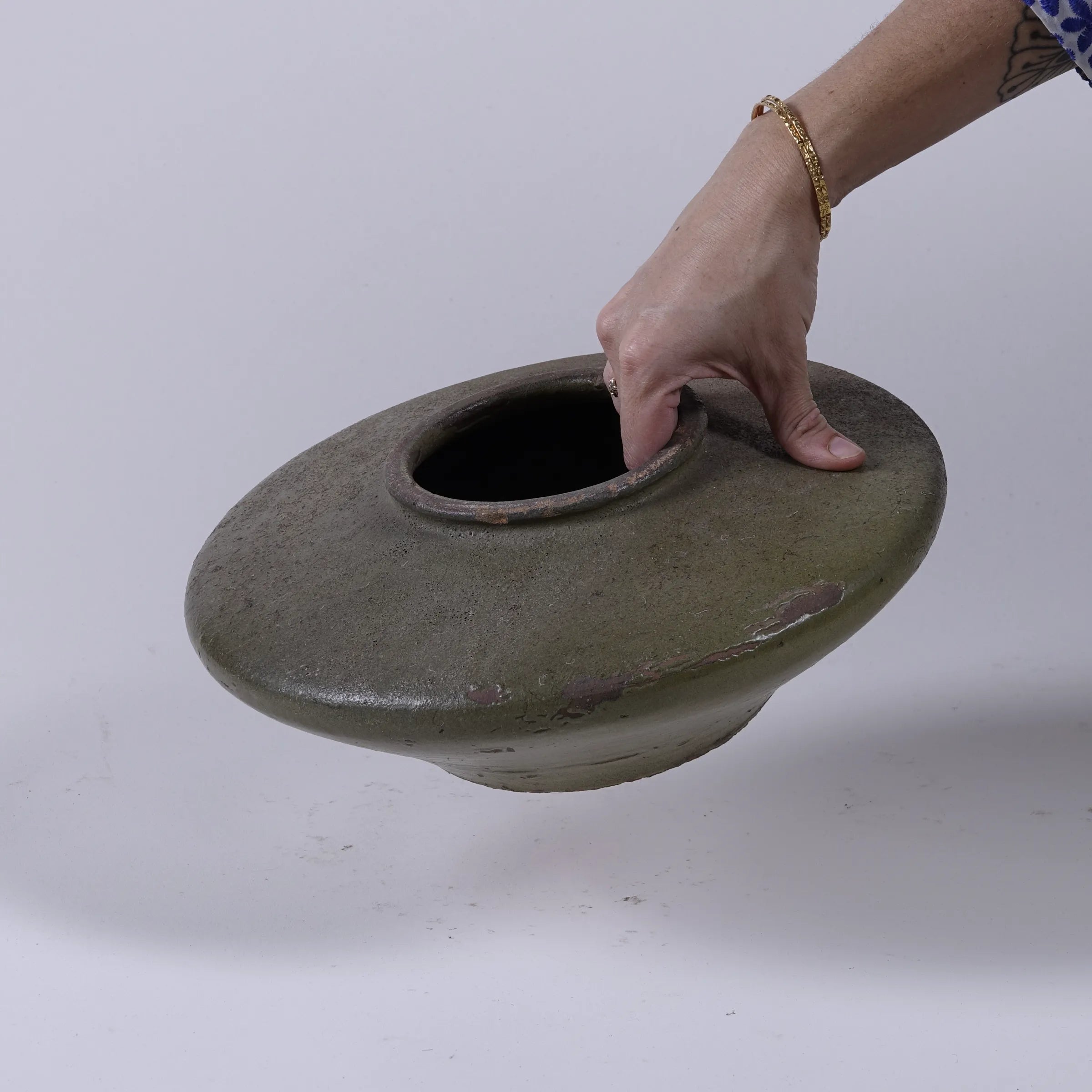 Huai – Jarre plate en grès vernissée