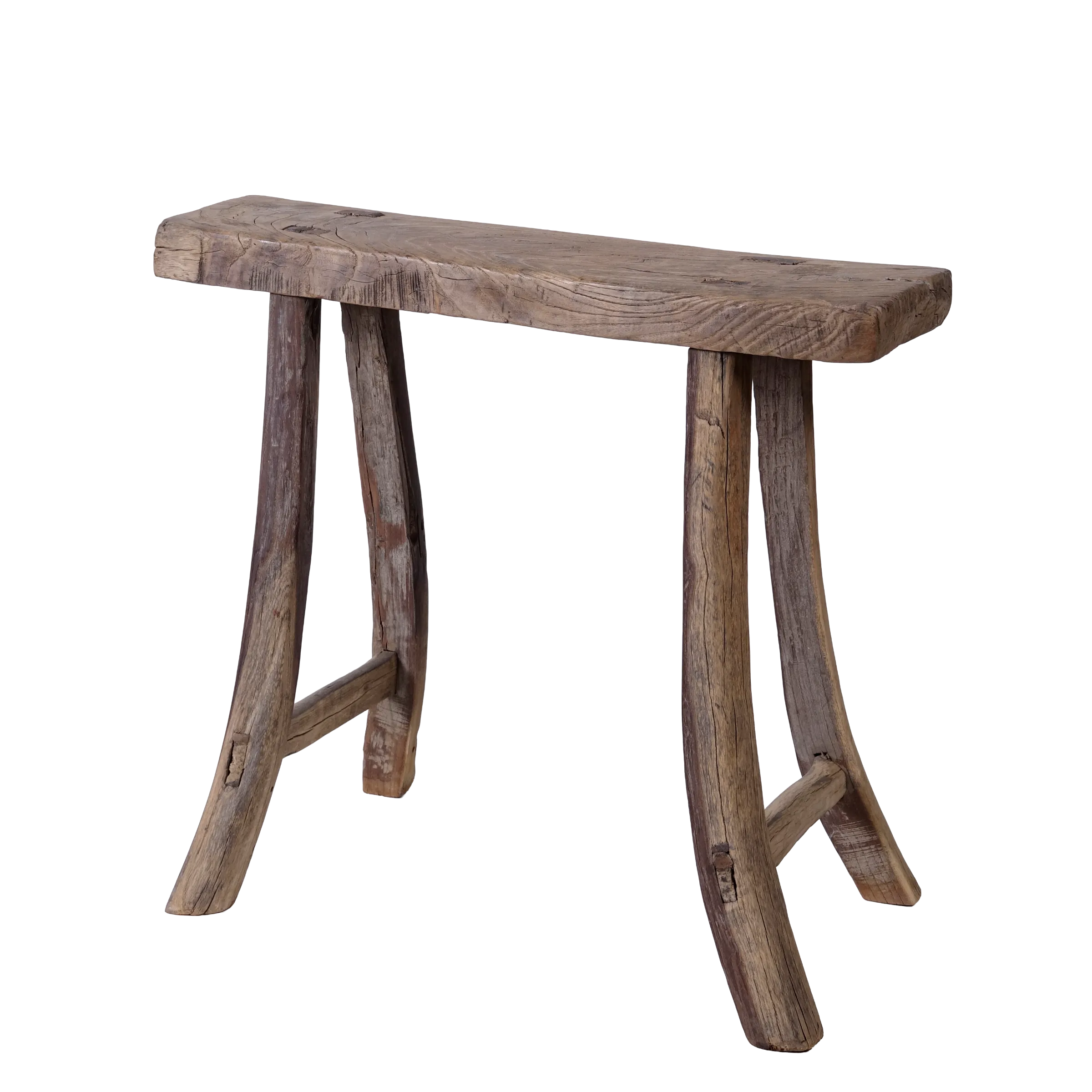 Zao - Tabouret rectangulaire en orme ancien n°6