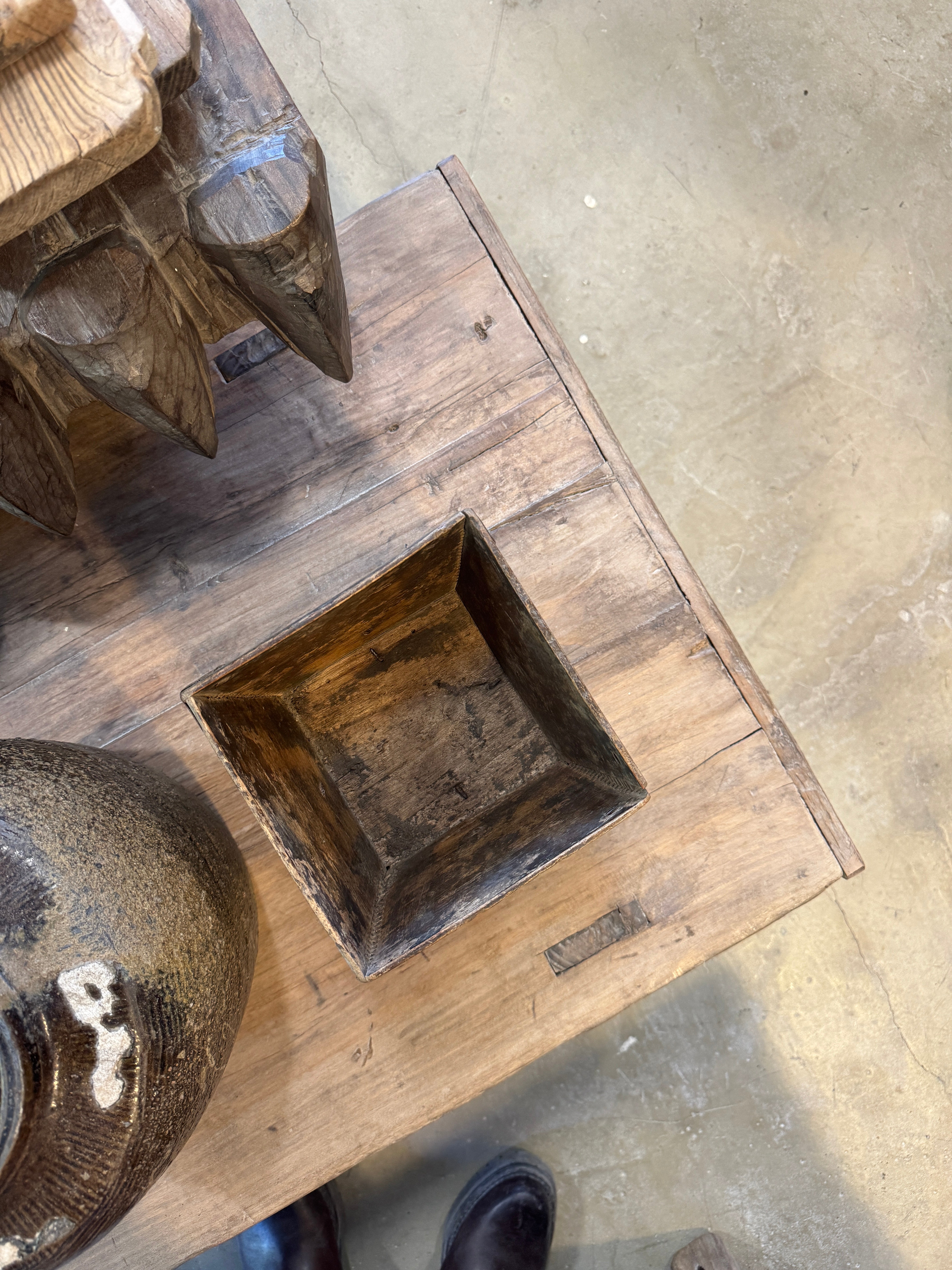 Taigu - Table basse ancienne en orme n°3