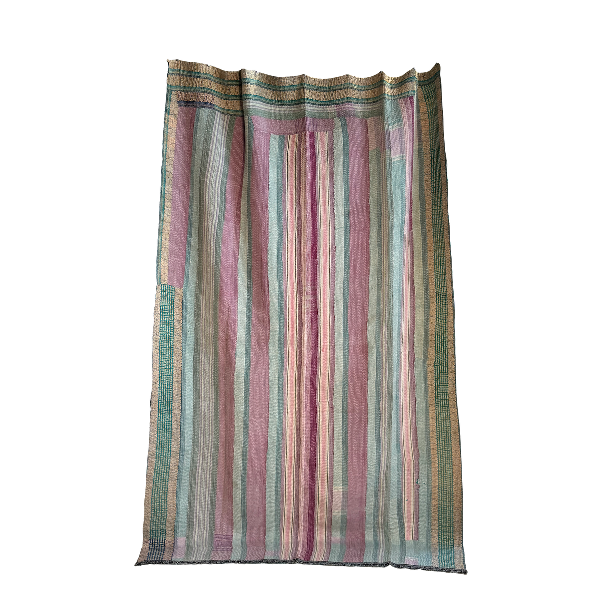 V Vedant Designs Couvre-Lit Indien Motif Oiseau Kantha Art Déco Twin Jaune - 100% Coton 220x150 Cm