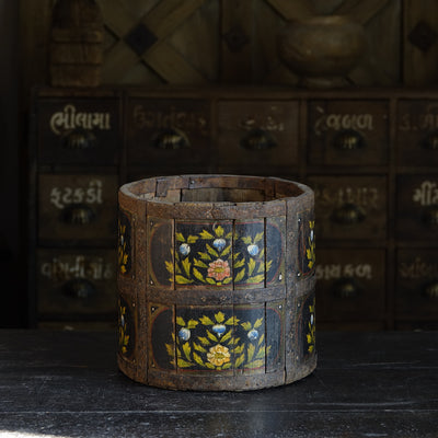 Pyala - Old wooden pot painted by hand n ° 10