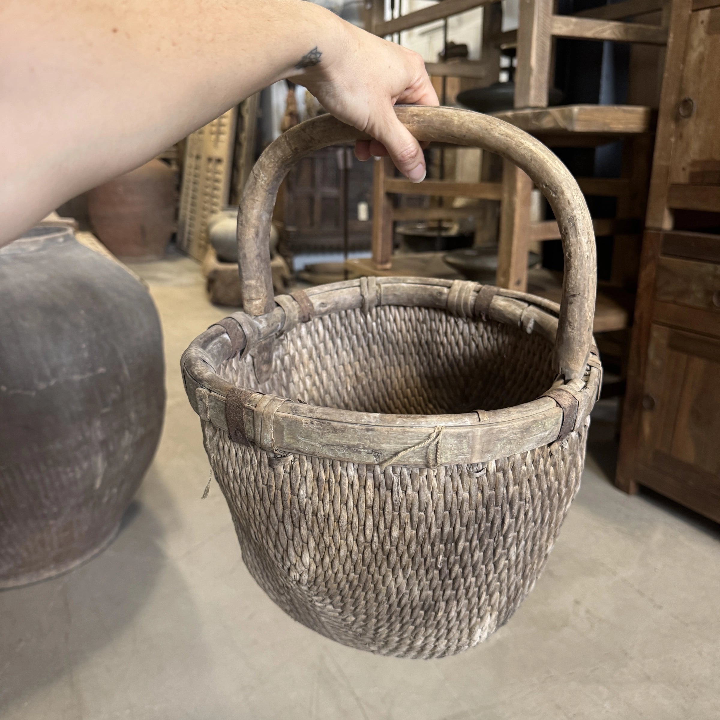 Qiani – Ancien panier chinois avec anse n°1