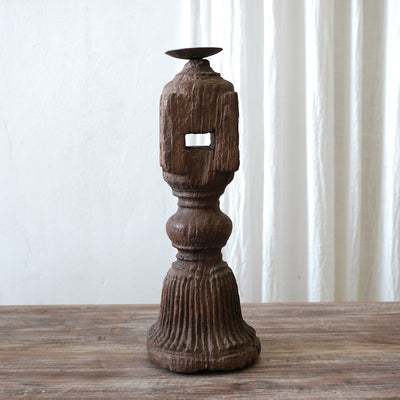 Savli - Carved wooden candle holder nº3