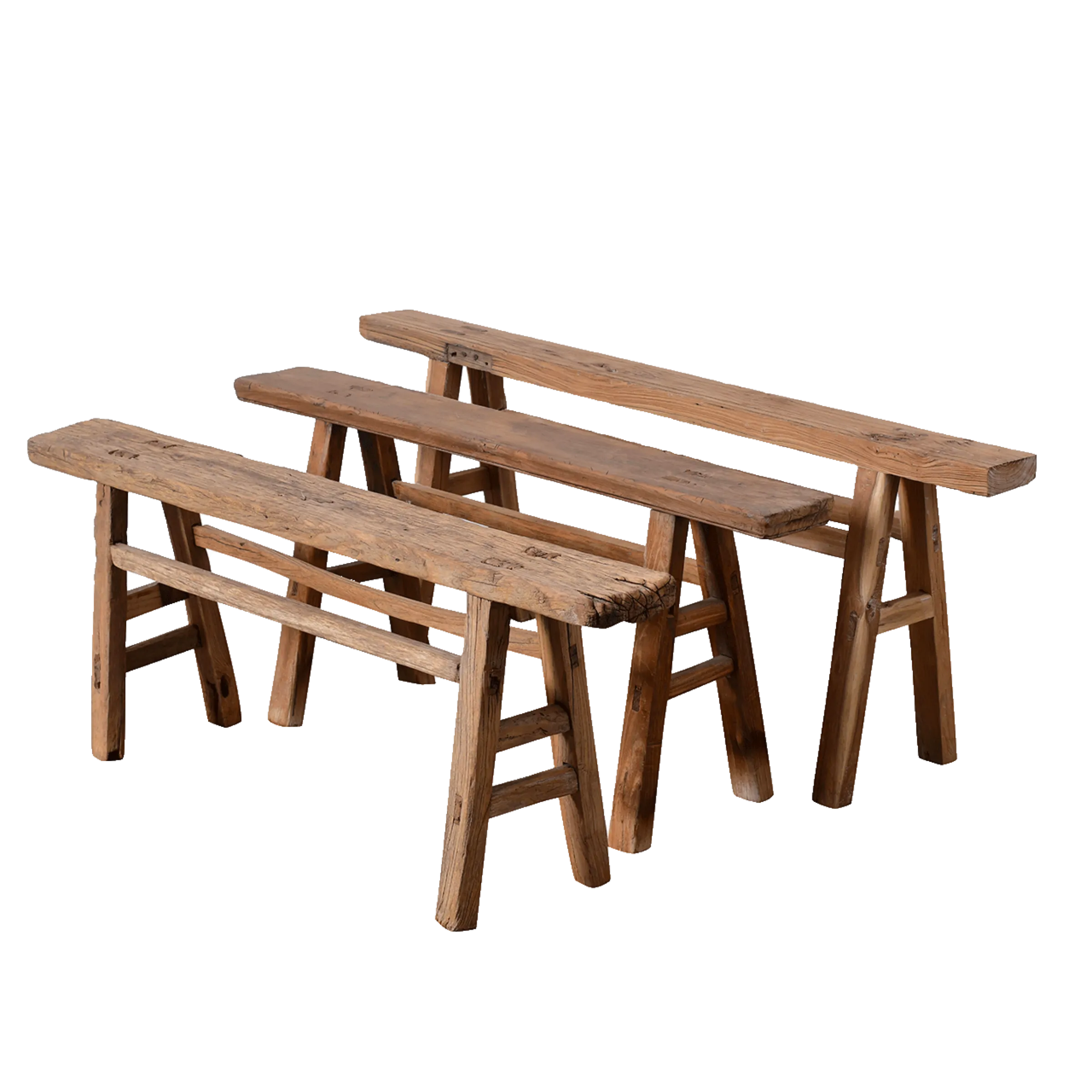 Yun - Ancien banc fin chinois en orme n°1