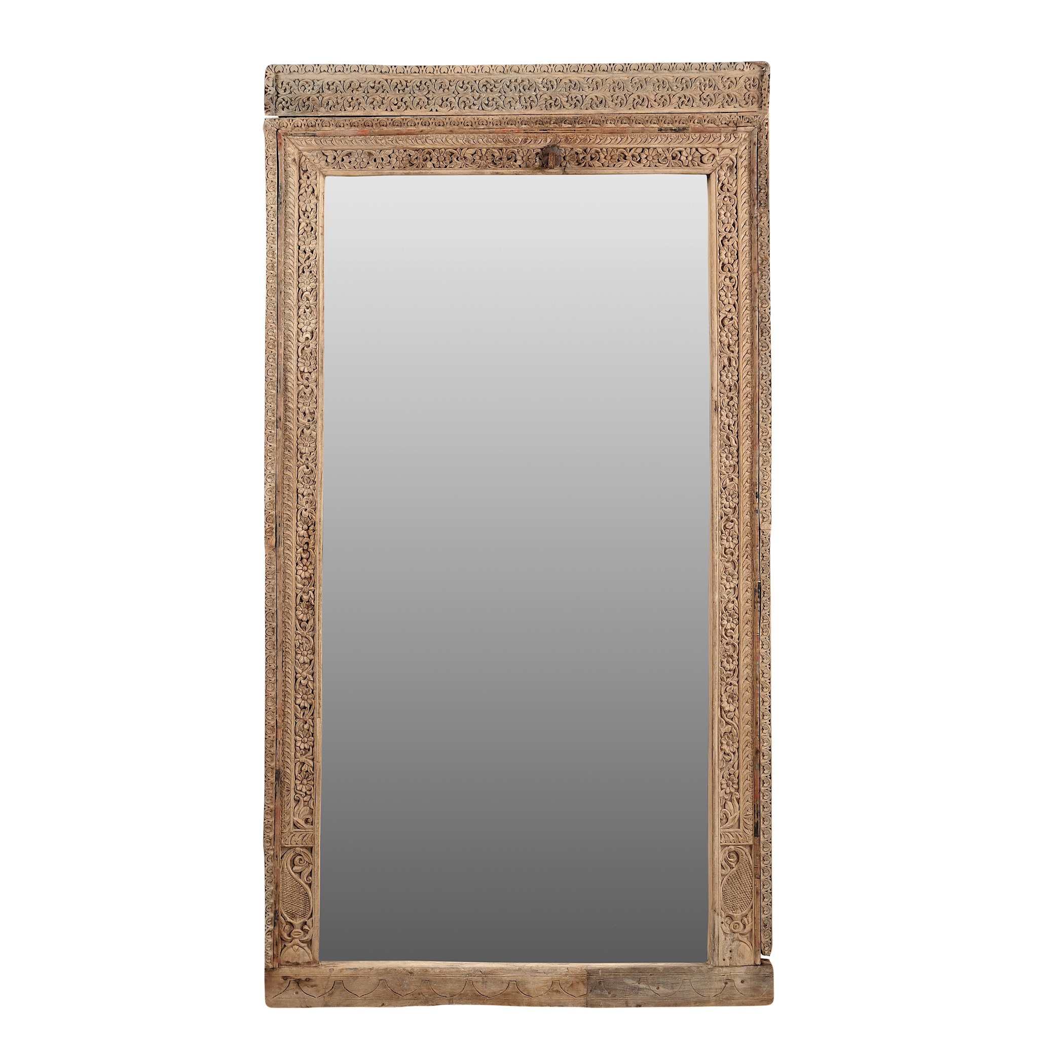 Khetri - Grand miroir en bois massif sculpté n°1