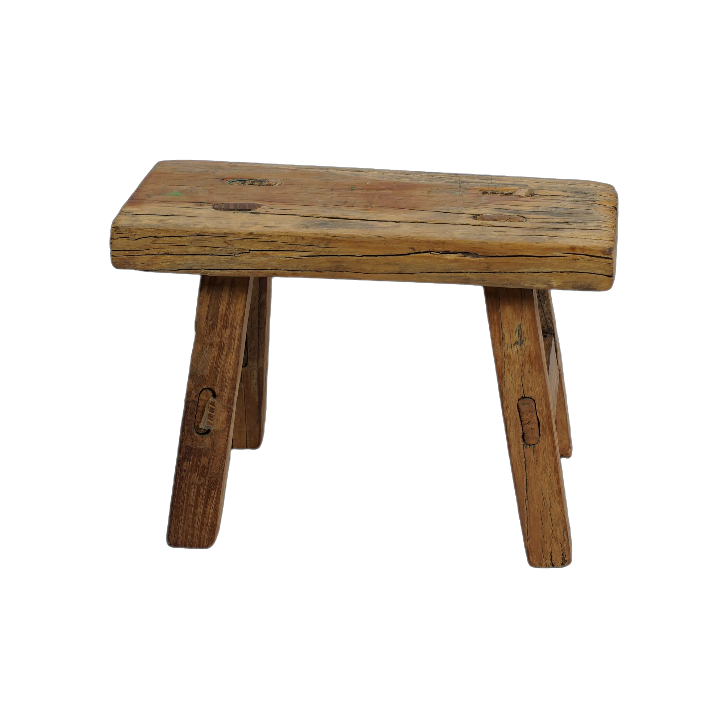 Nuo - Mini tabouret ancien en orme n°81 - vue 3