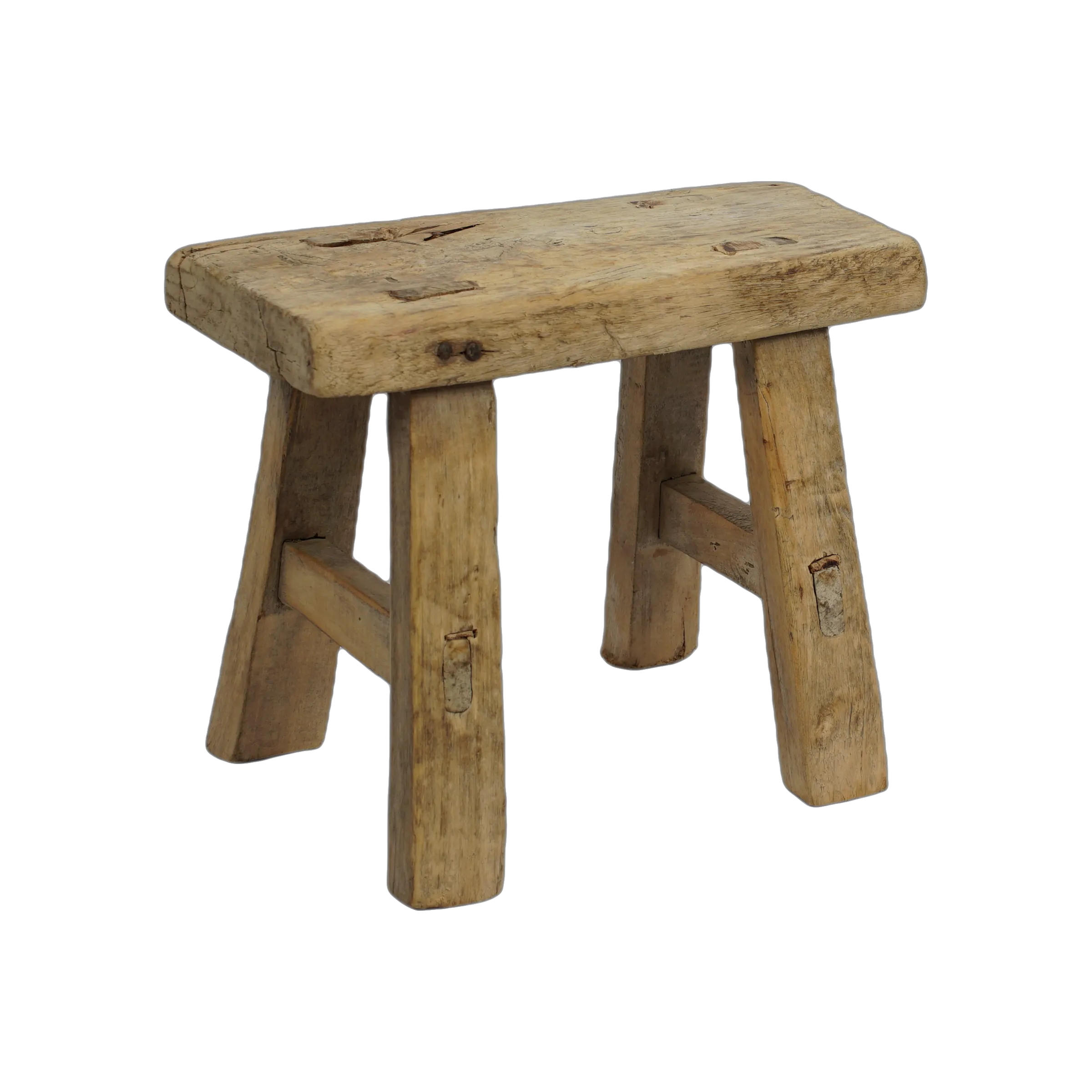 Nuo - Mini tabouret ancien en orme n°83 - vue 2