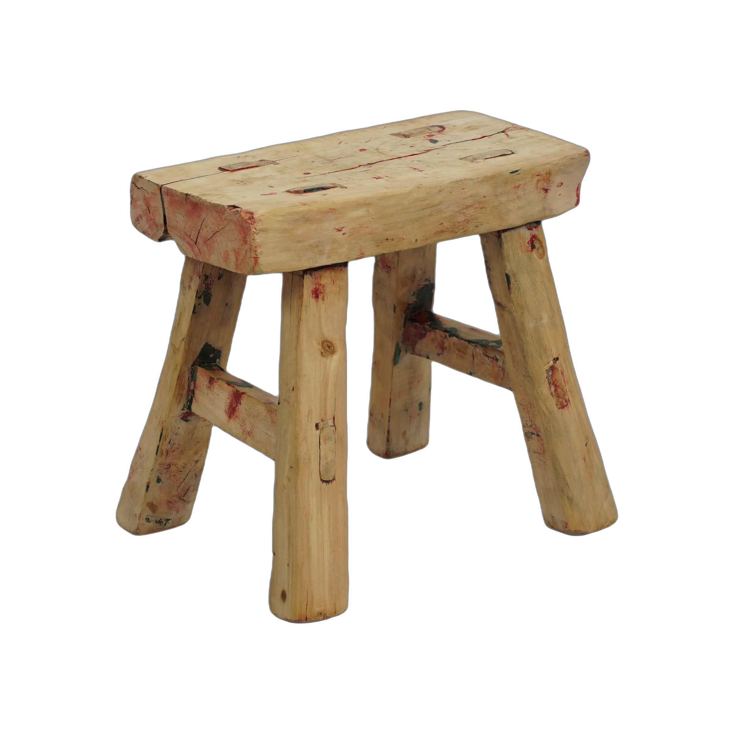 Nuo - Mini tabouret ancien en orme n°86 - vue 2