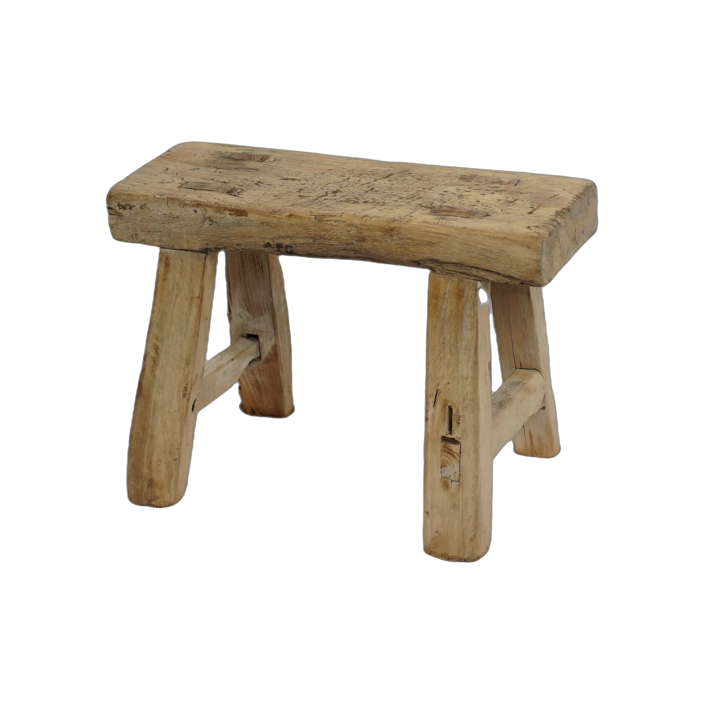 Nuo - Mini tabouret ancien en orme n°88 - vue 3