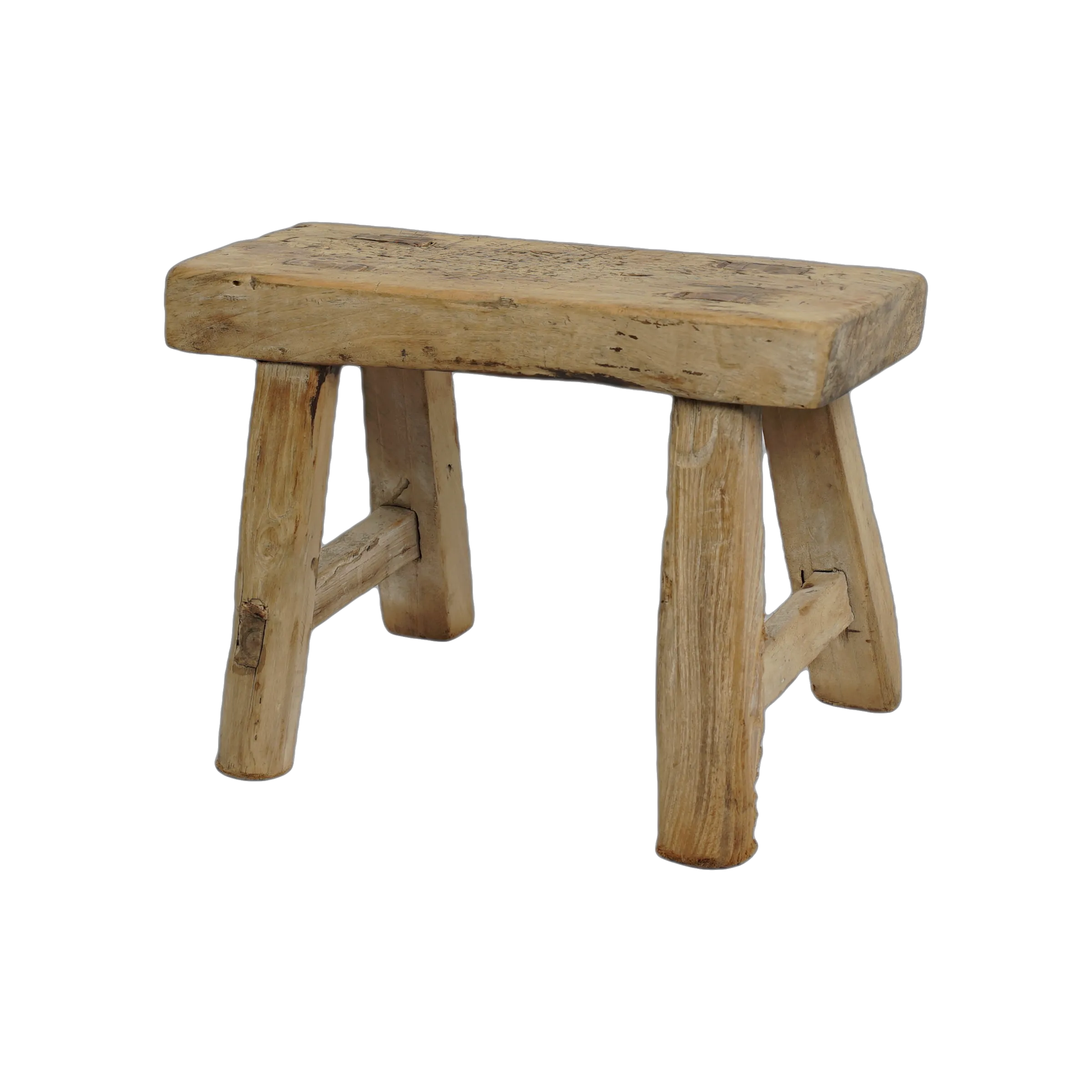 Nuo - Mini tabouret ancien en orme n°88 - vue 4