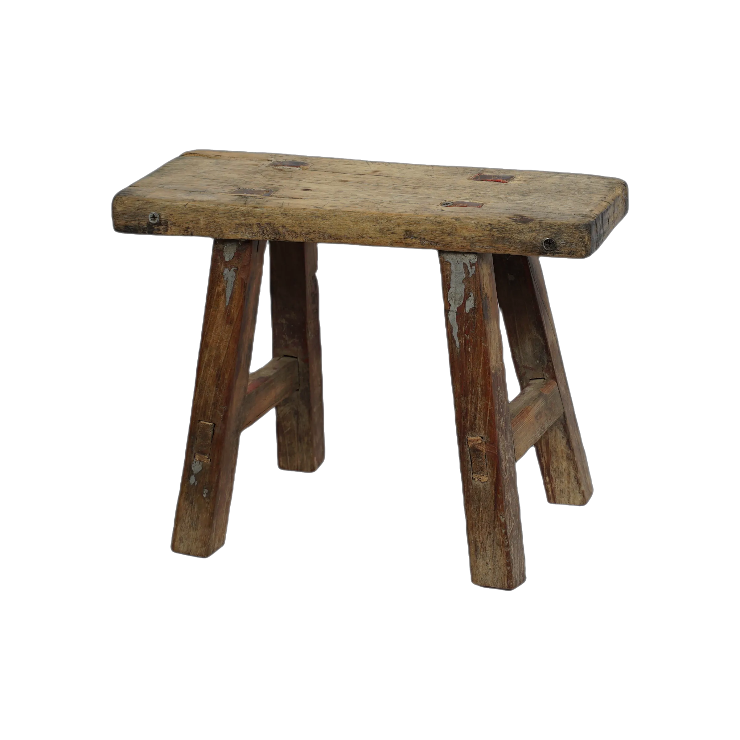 Nuo - Mini tabouret ancien en orme n°90 - vue 3