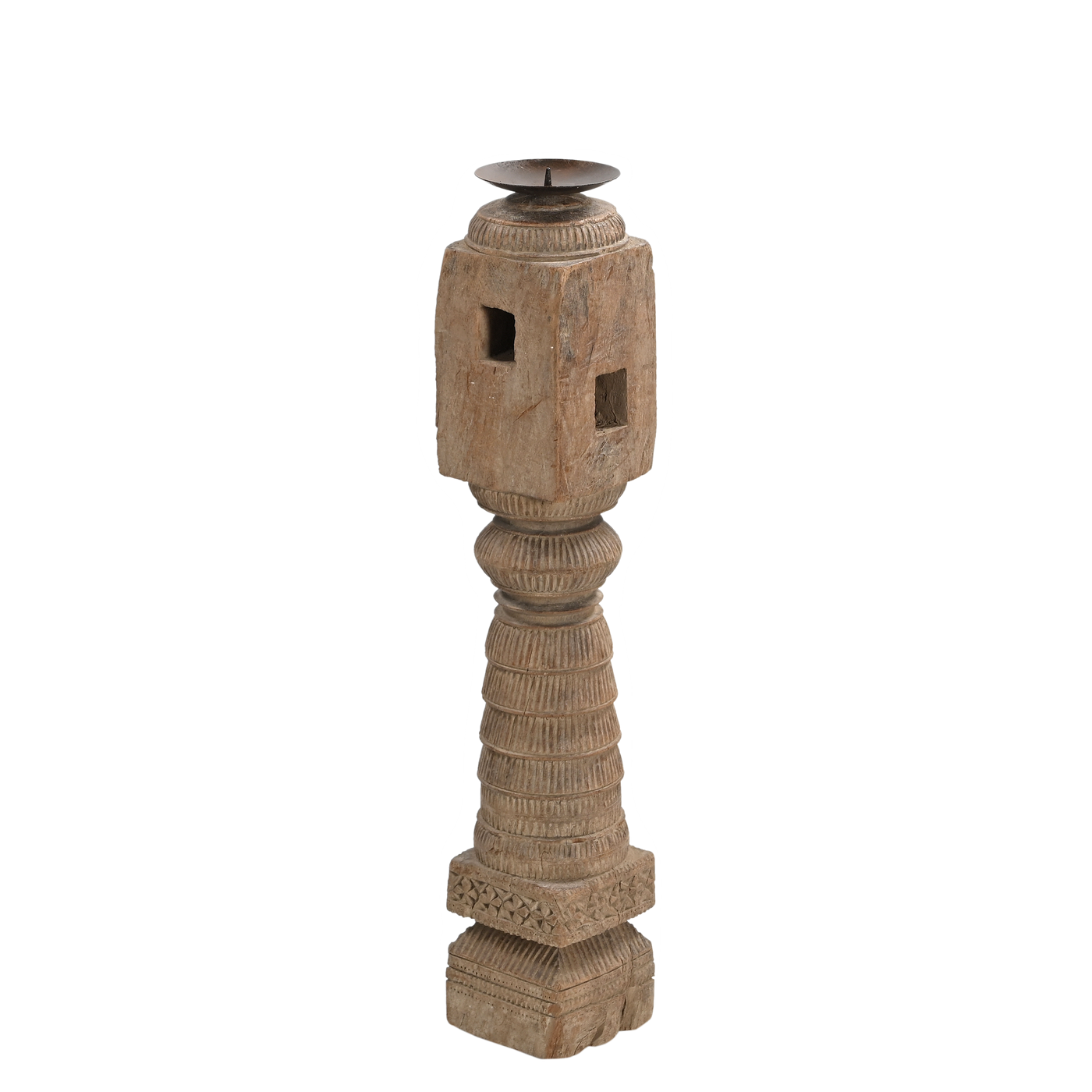 Rajvansh - Old wooden candle holder n°54