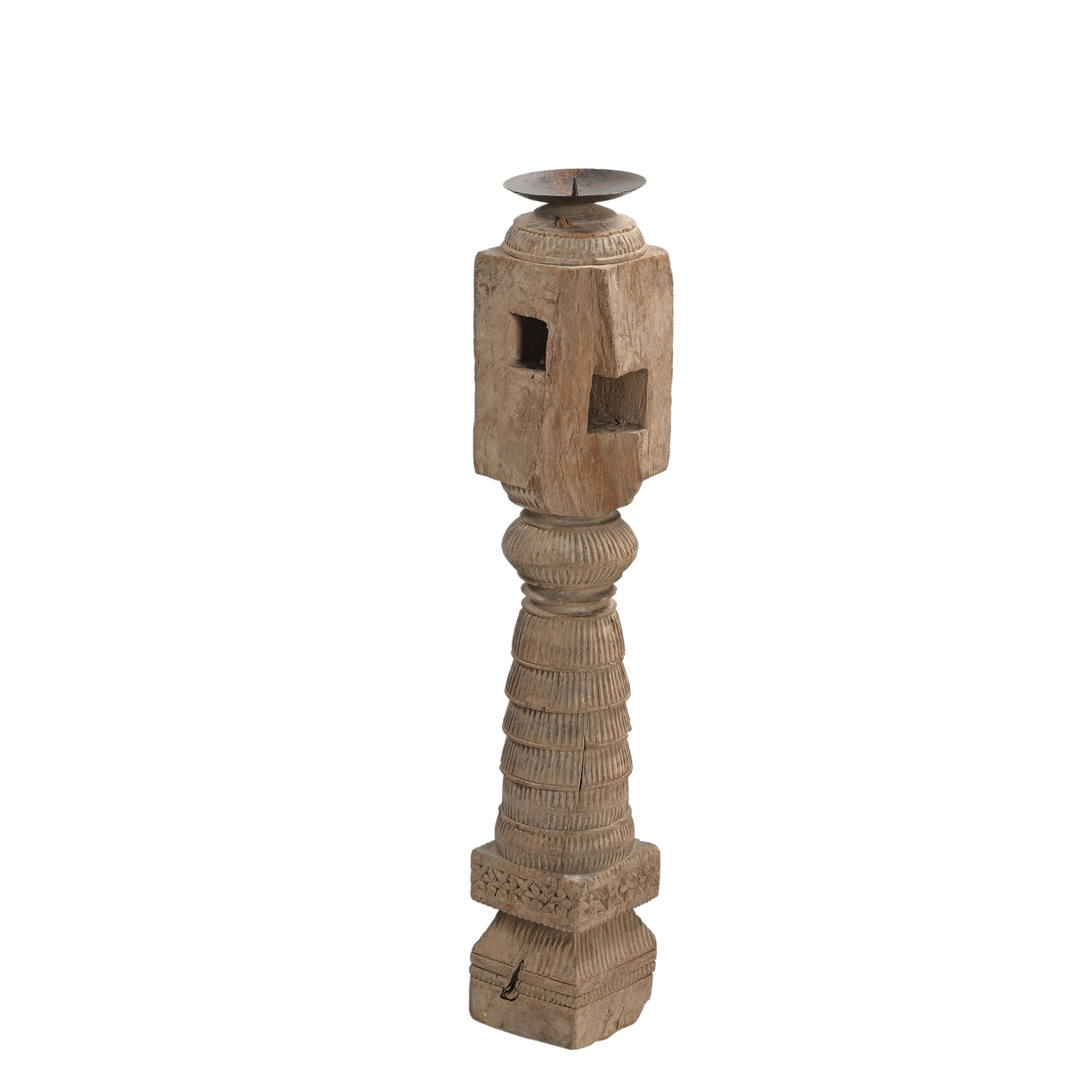 Rajvansh - Old wooden candle holder n°57