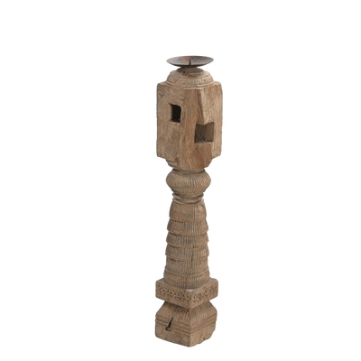 Rajvansh - Old wooden candle holder n°57