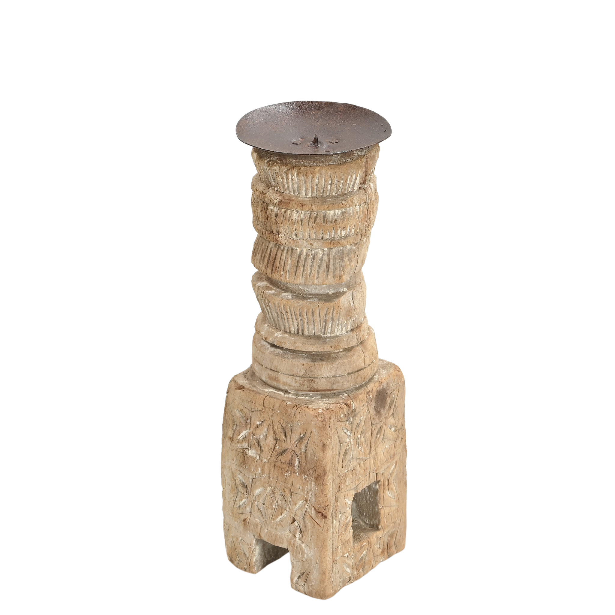 Momabatti - Bougeoir en bois clair sculpté nº149