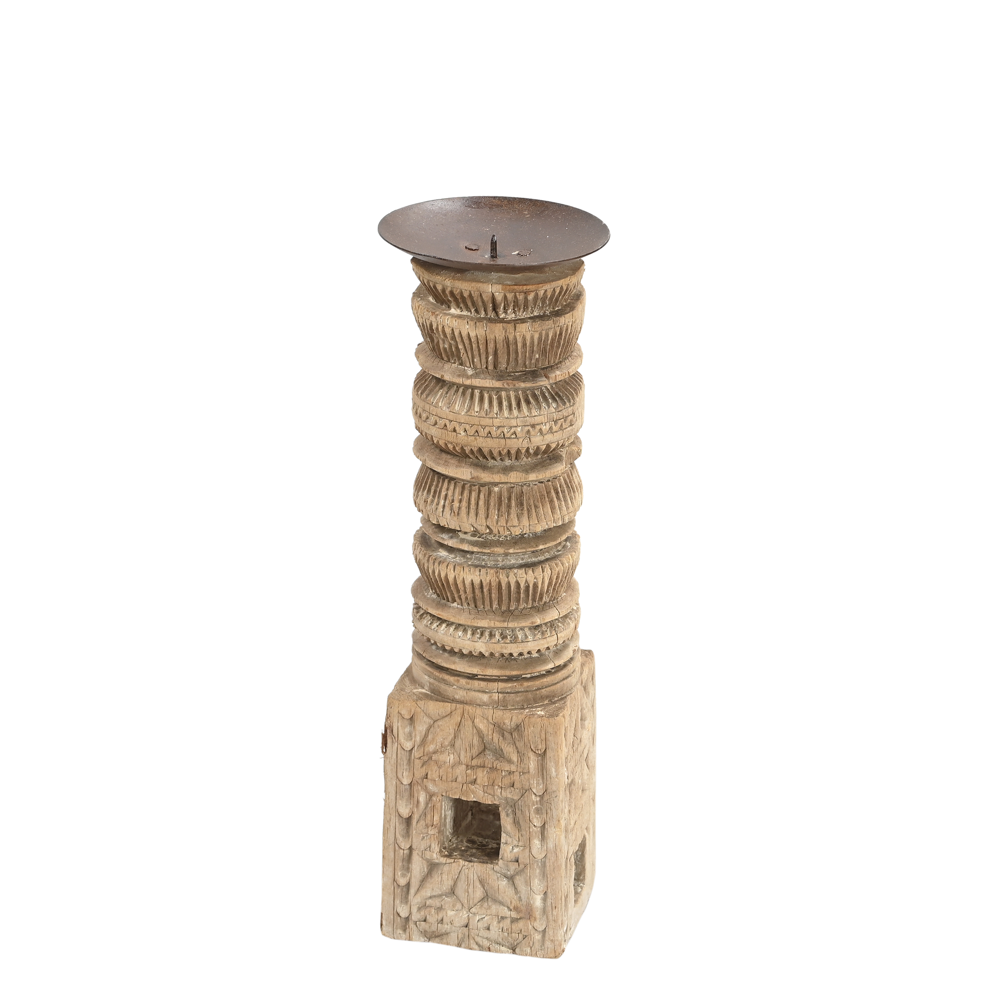 Momabatti - Bougeoir en bois clair sculpté nº65