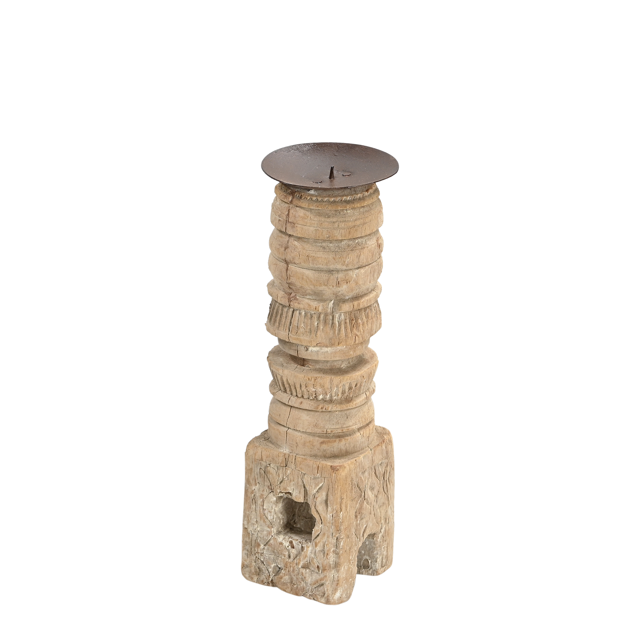 Momabatti - Bougeoir en bois clair sculpté nº67
