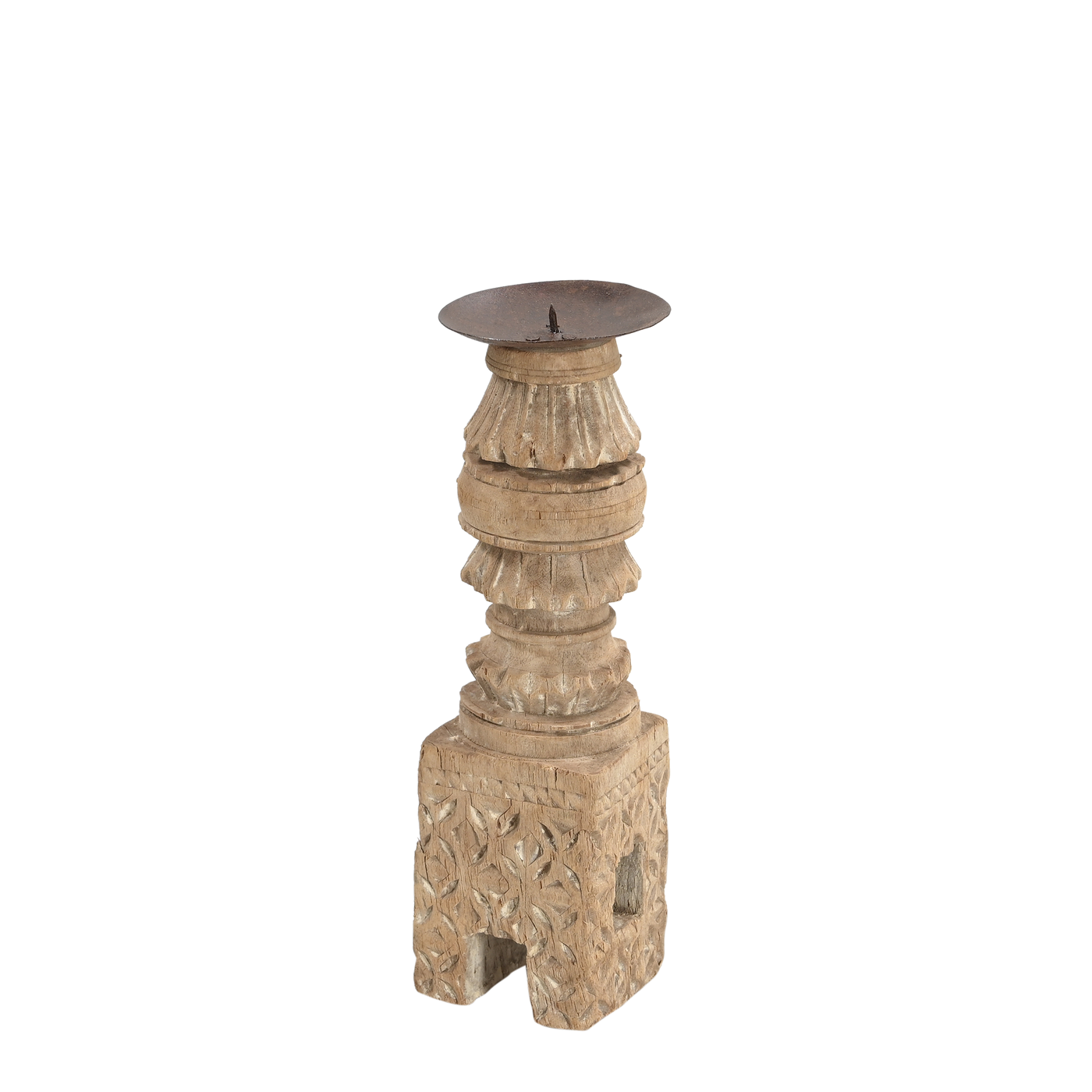 Momabatti - Light wooden candle holder carved nº5