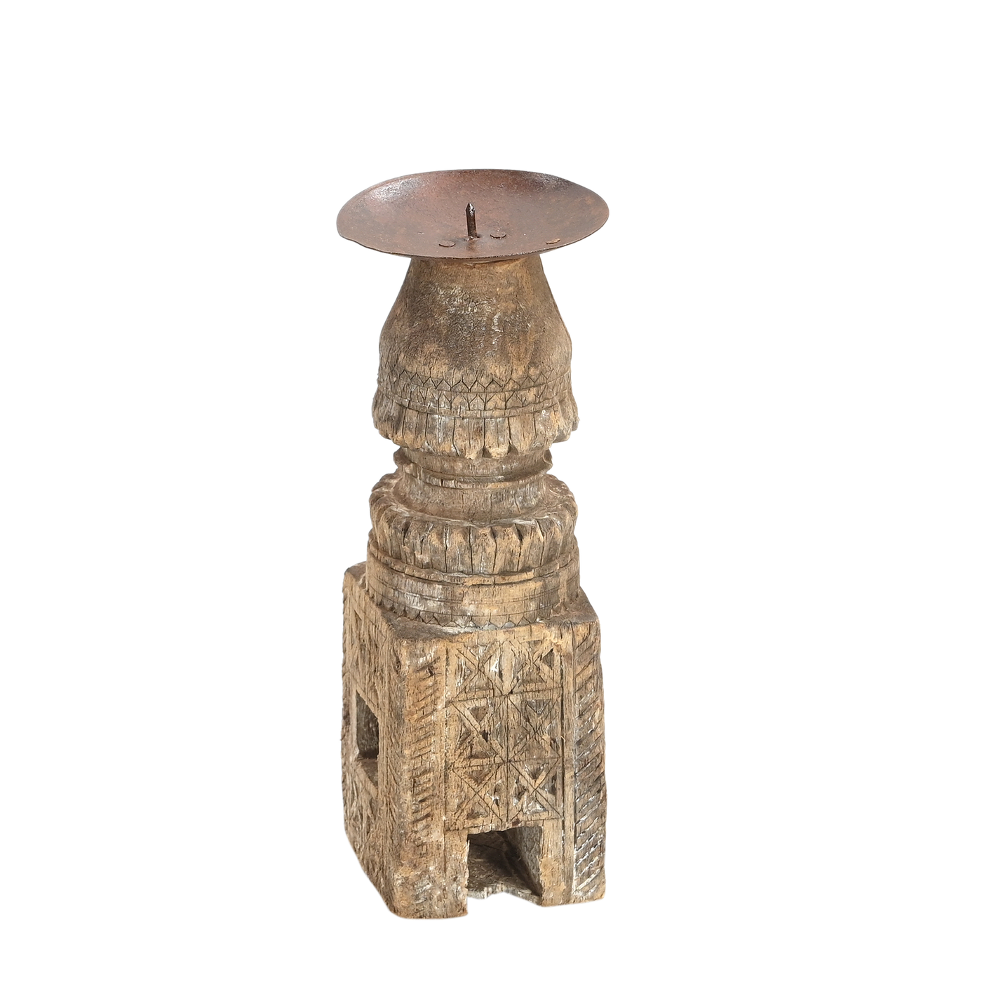 Momabatti - Light wooden candle holder carved nº51