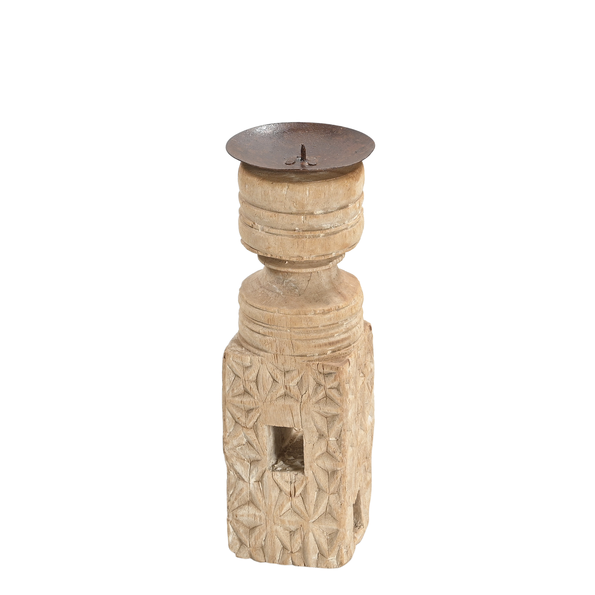 Momabatti - Bougeoir en bois clair sculpté nº94