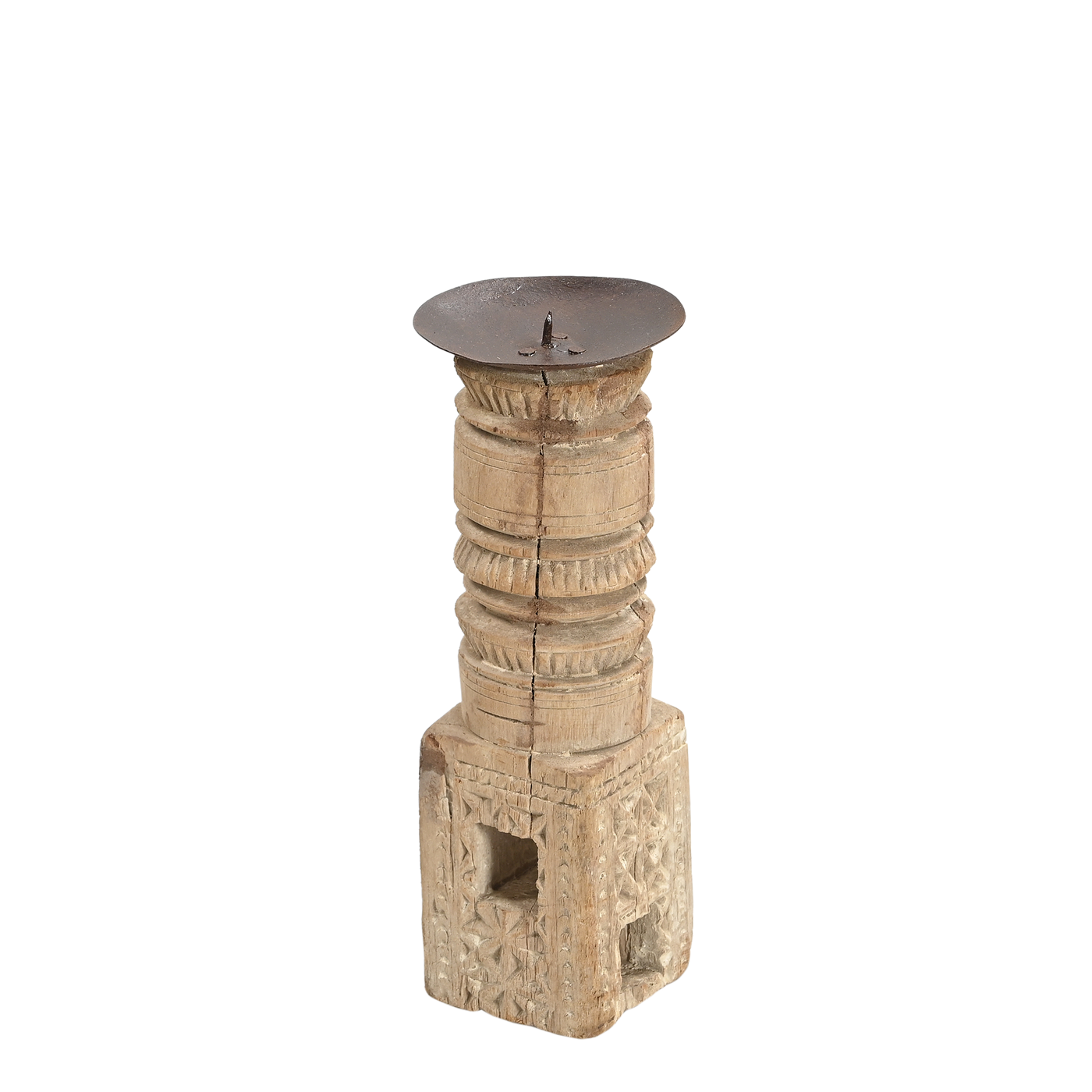 Momabatti - Light wooden candle holder sculpted nº100