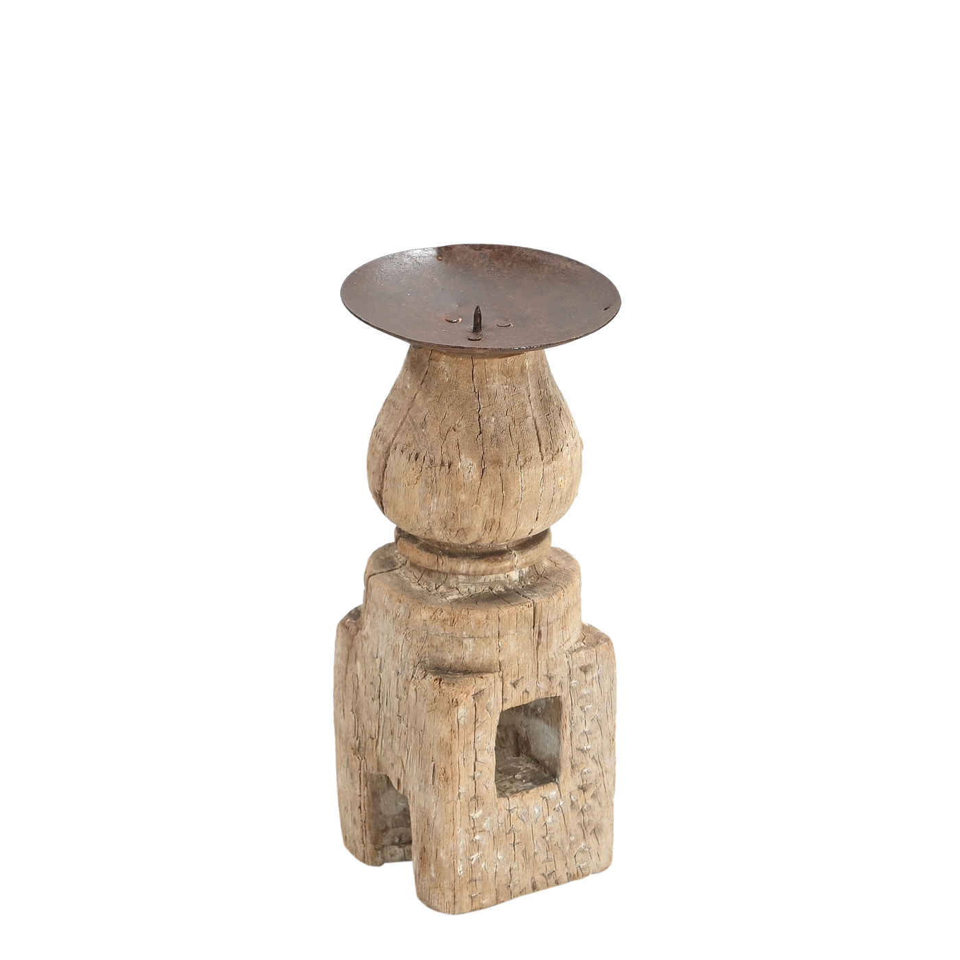 Momabatti - Light wooden candle holder carved nº106