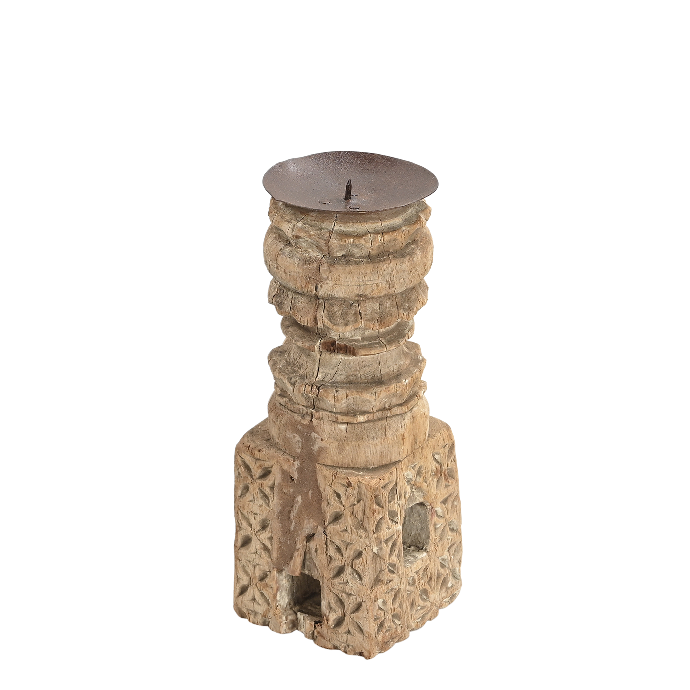 Momabatti - Light wooden candle holder sculpted nº110