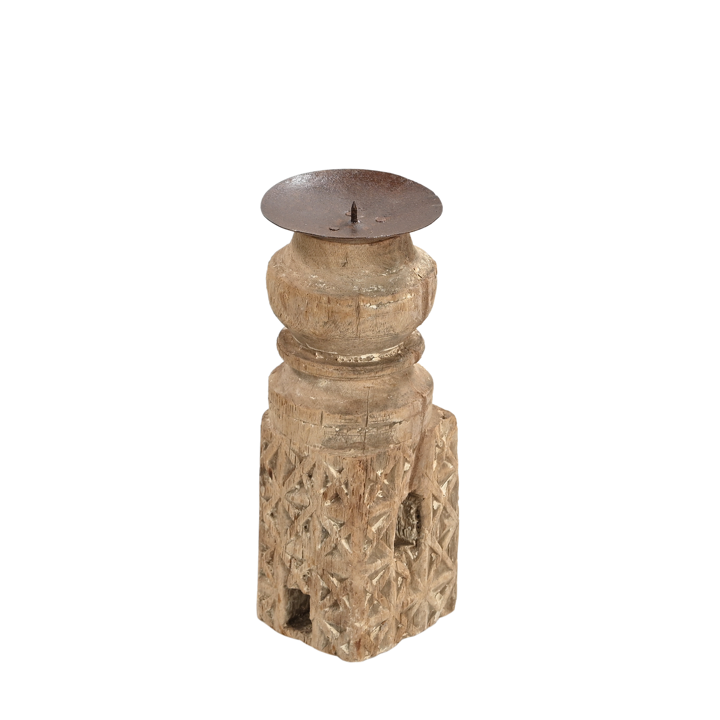 Momabatti - Light wooden candle holder carved nº111