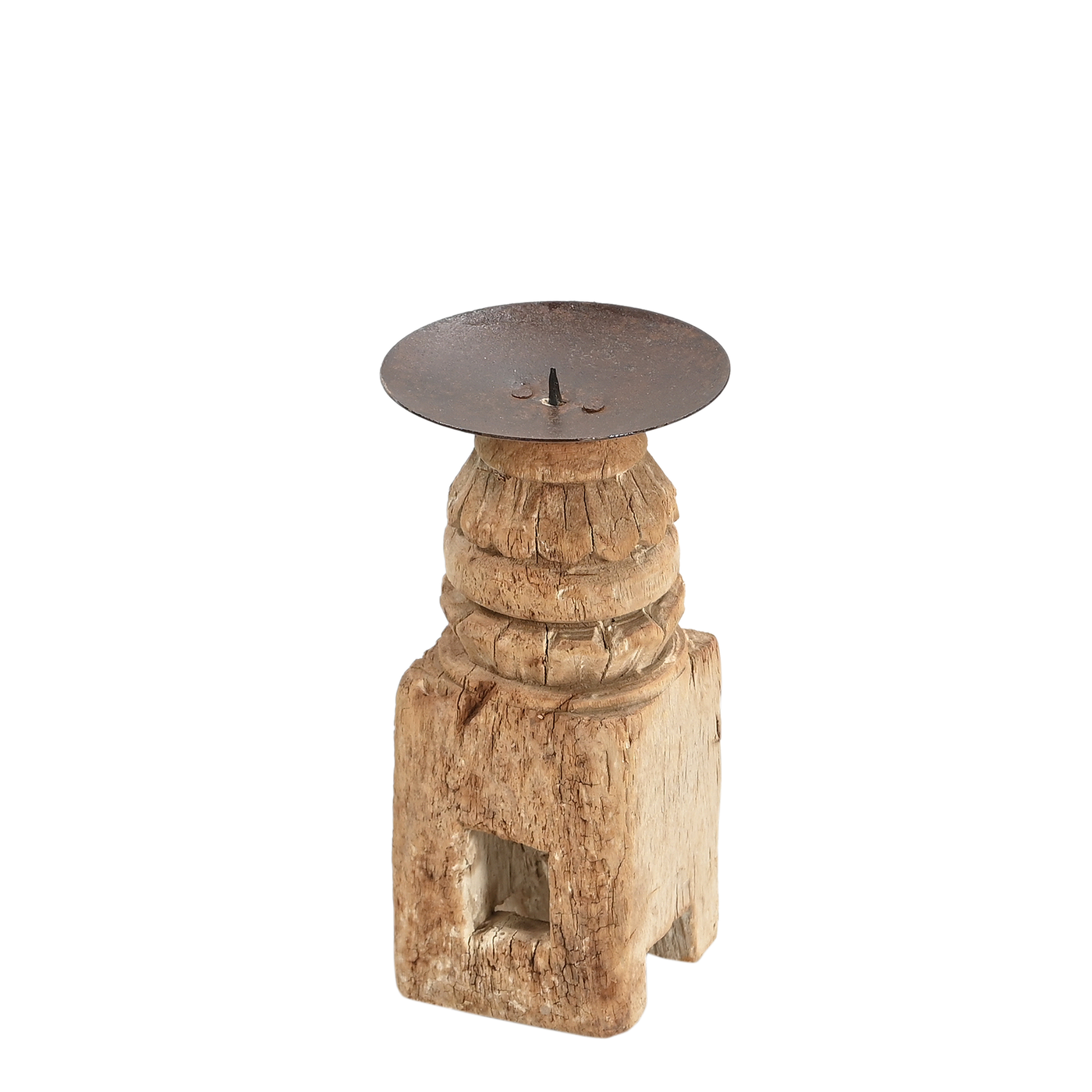 Momabatti - Light wooden candle holder carved nº113