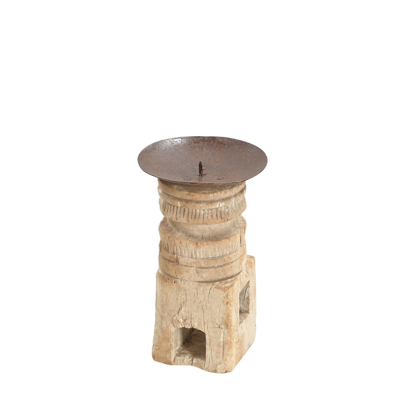 Momabatti - Light wooden candle holder carved nº117
