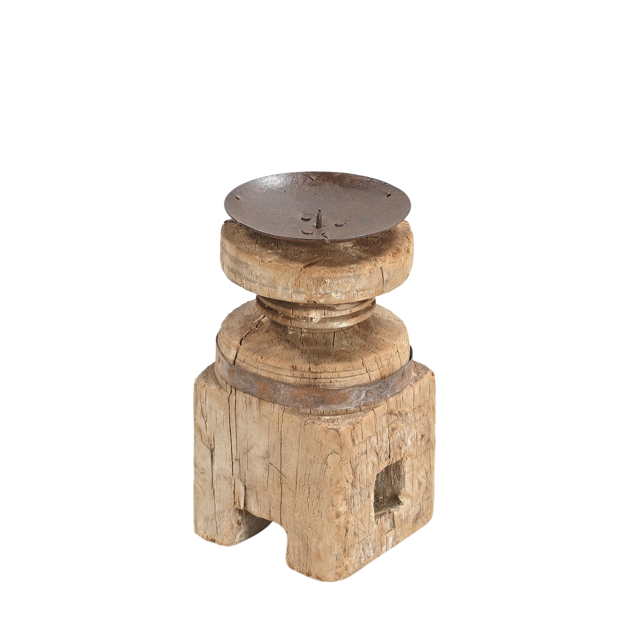 Momabatti - Bougeoir en bois clair sculpté nº125