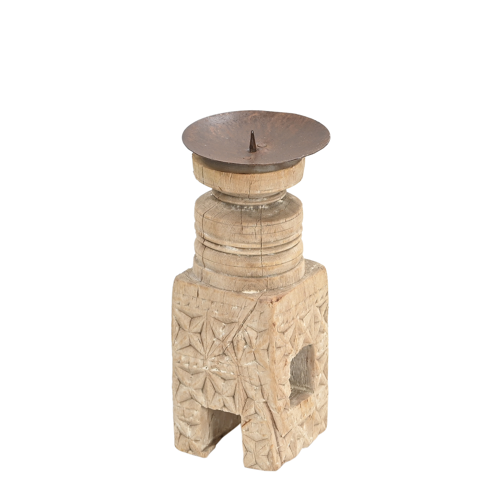 Momabatti - Bougeoir en bois clair sculpté nº132