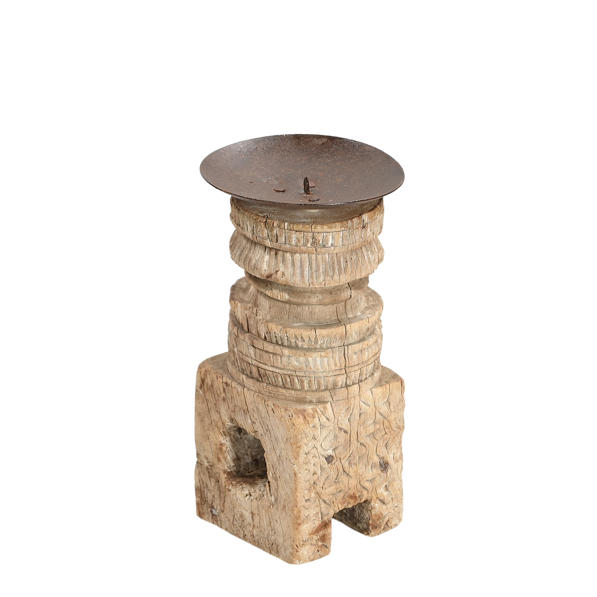 Momabatti - Bougeoir en bois clair sculpté nº136