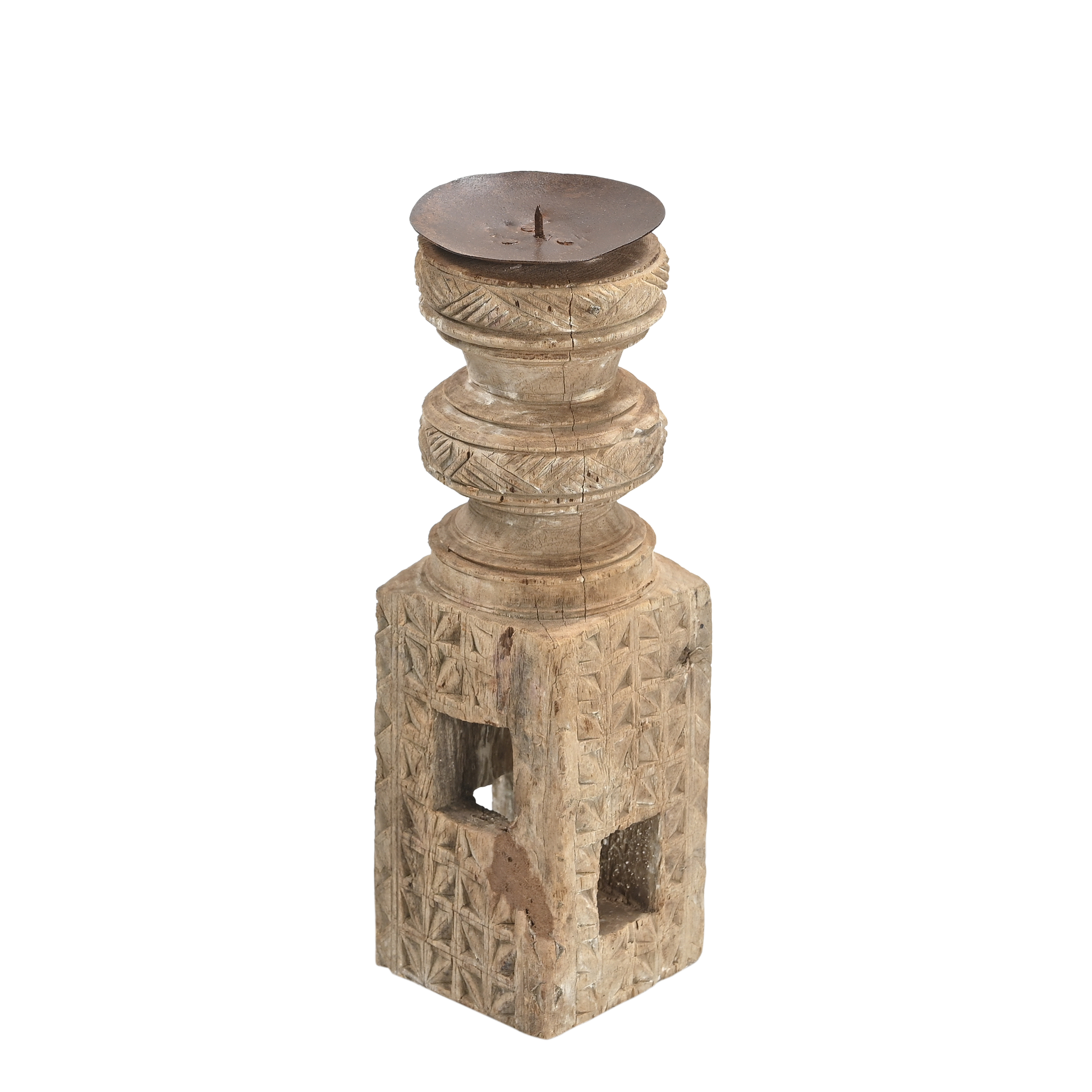 Momabatti - Bougeoir en bois clair sculpté nº146