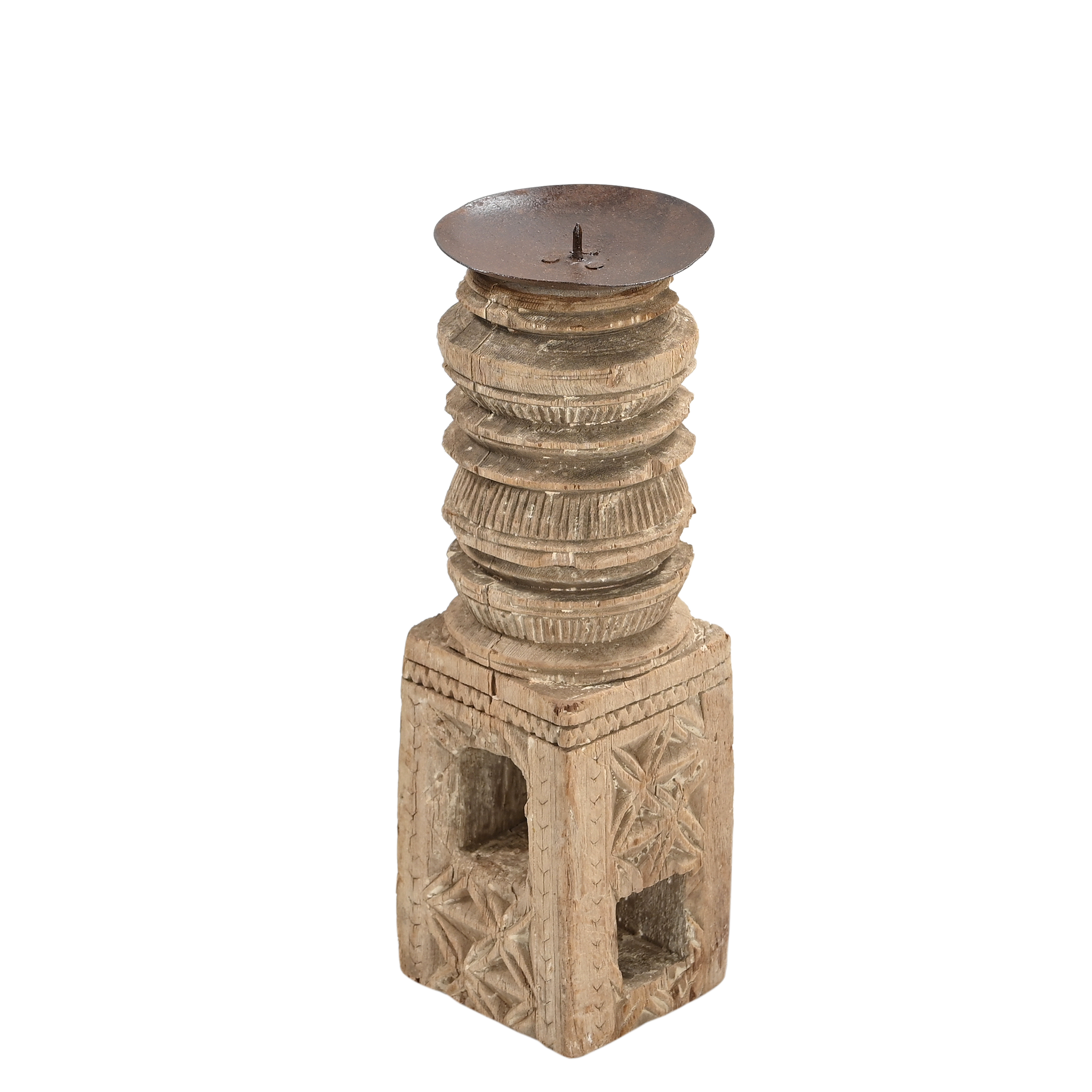 Momabatti - Bougeoir en bois clair sculpté nº147