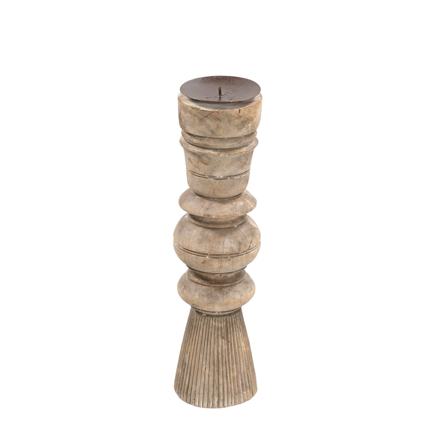 Momabatti - Light wooden candle holder carved nº154