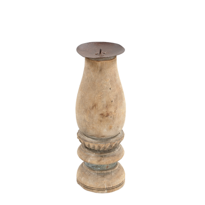 Momabatti - Light wooden candle holder carved nº2