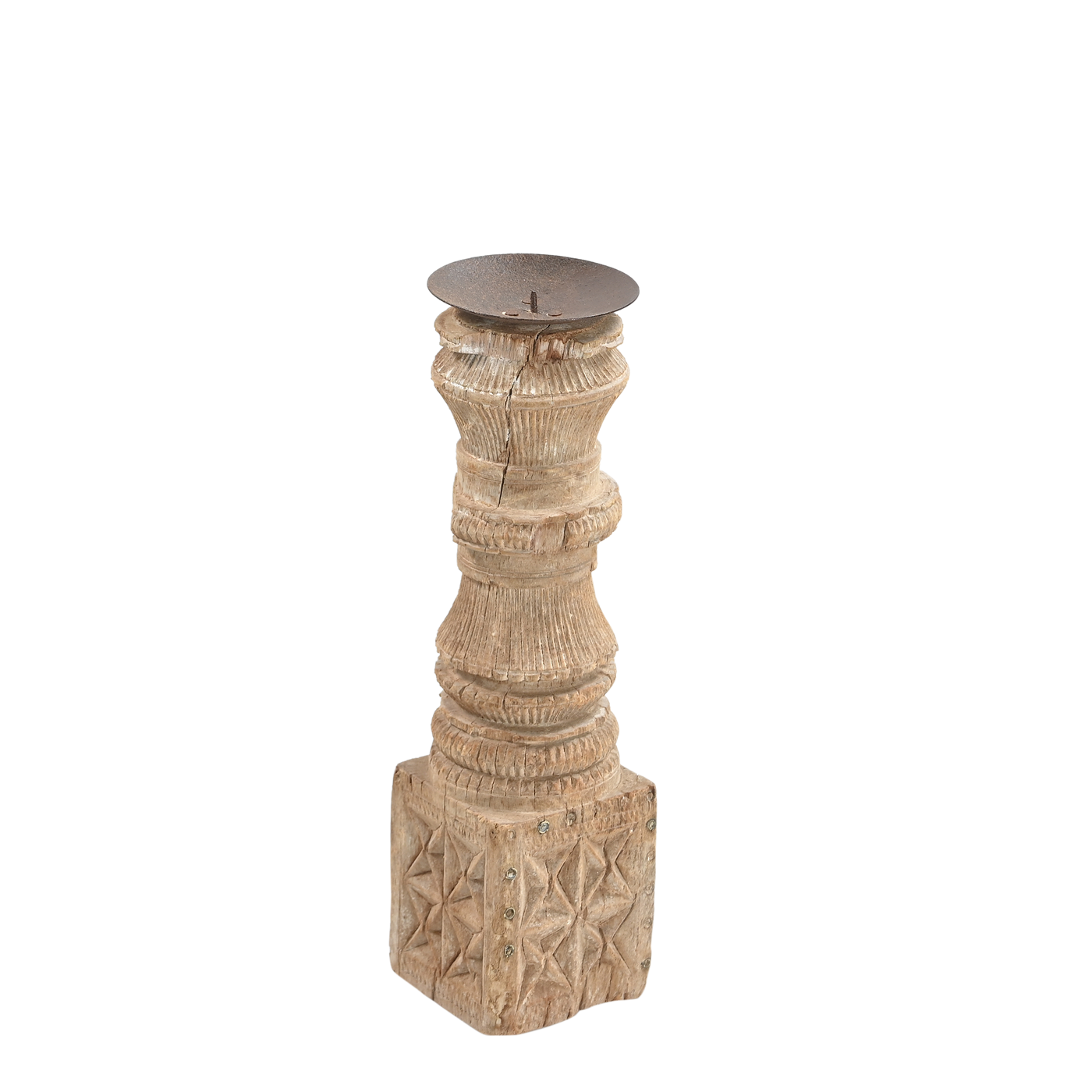 Momabatti - Light wooden candle holder carved nº155