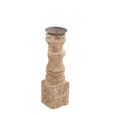 Momabatti - Light wooden candle holder carved nº155