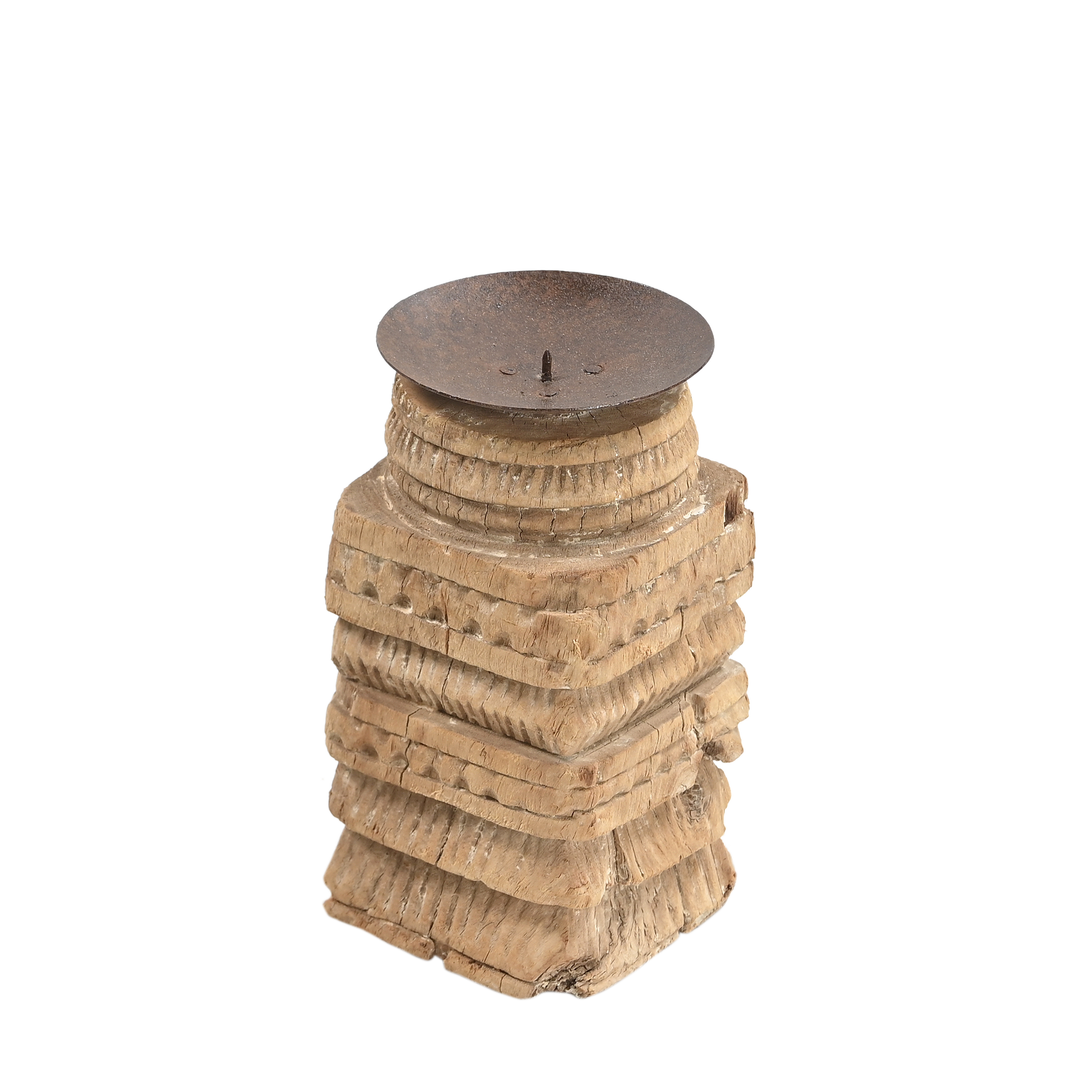 Momabatti - Bougeoir en bois clair sculpté nº193