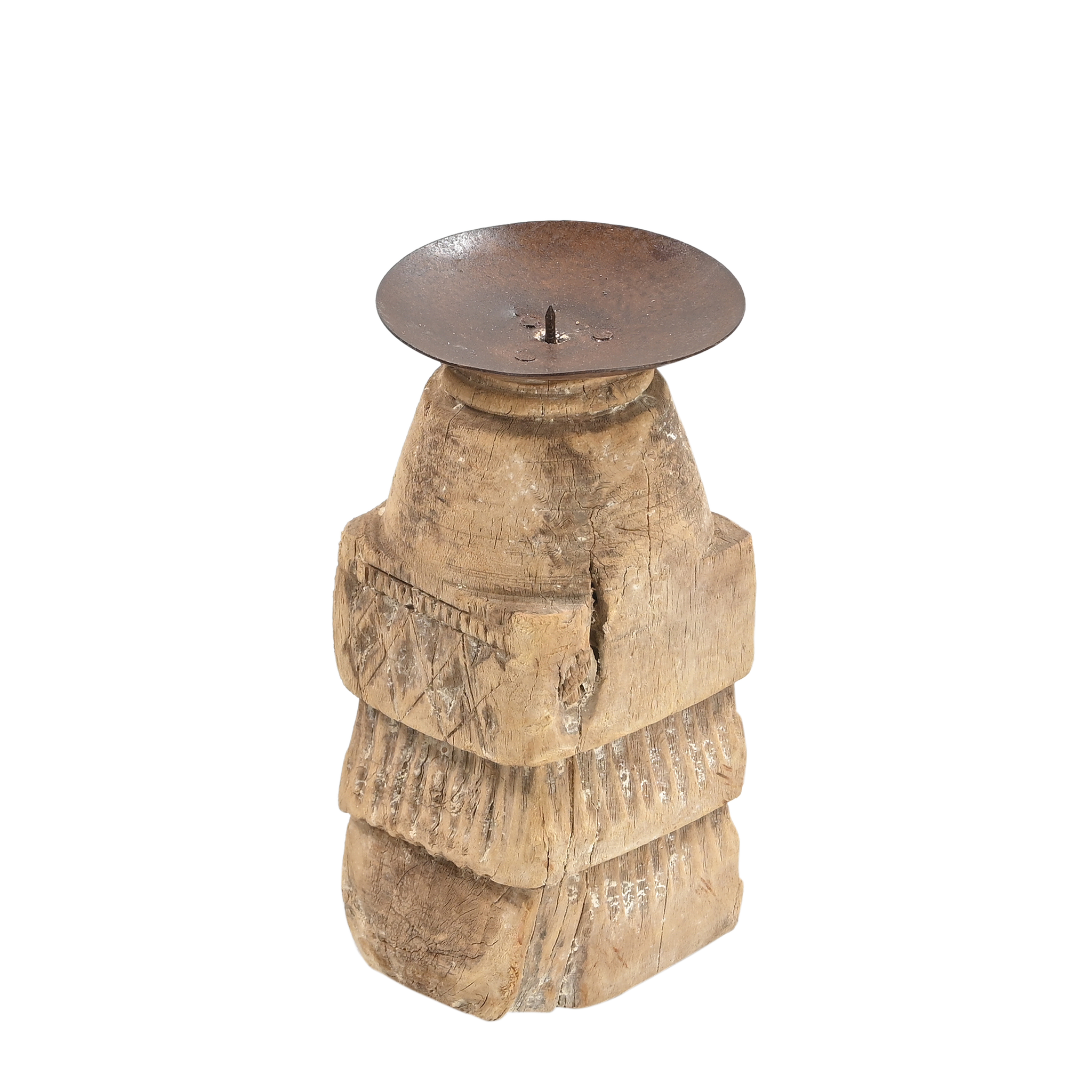 Momabatti - Bougeoir en bois clair sculpté nº195